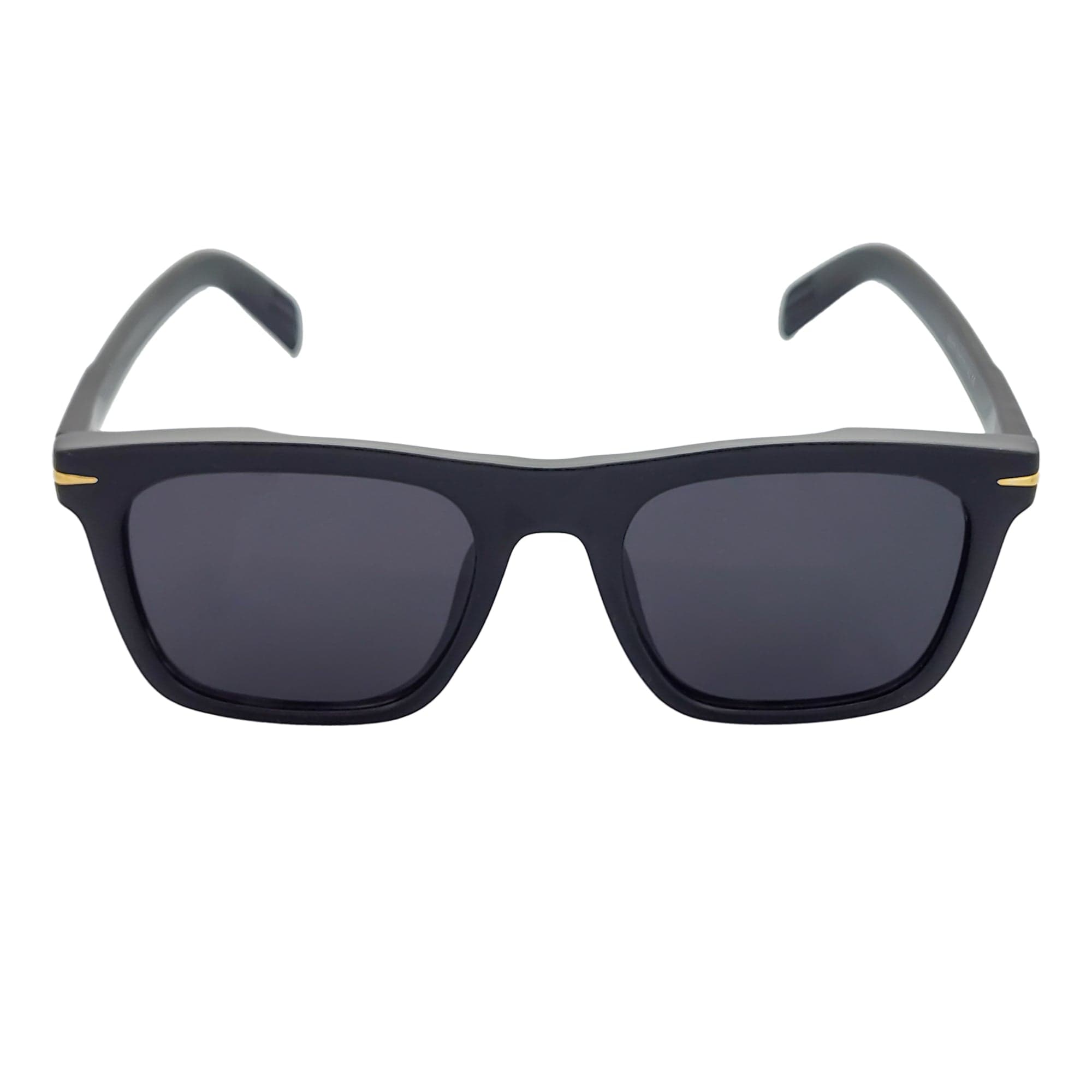 OXFORD - Square Horn Rimmed Sunglasses Metal Accent Black Smoke