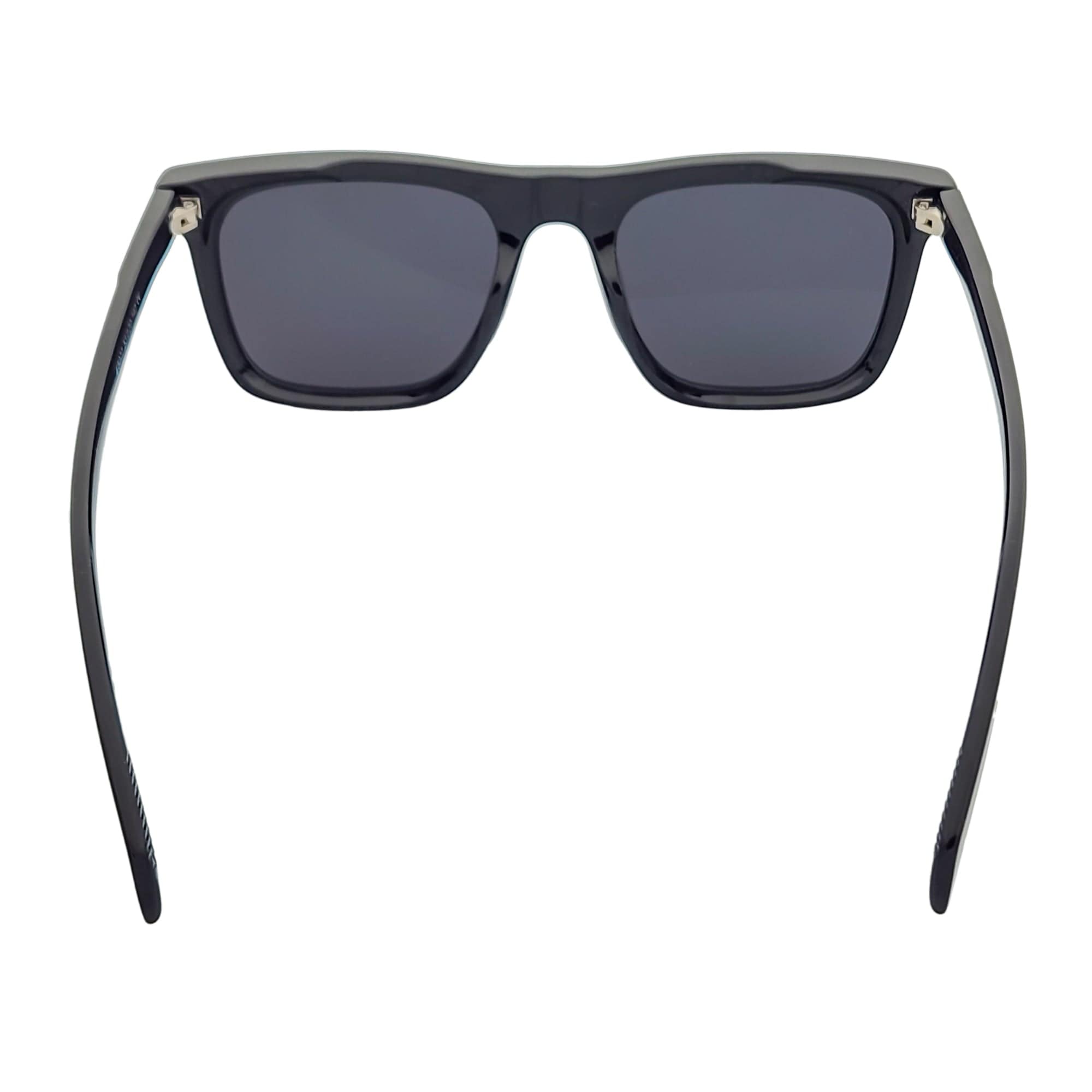 OXFORD - Square Horn Rimmed Sunglasses Metal Accent Black Smoke