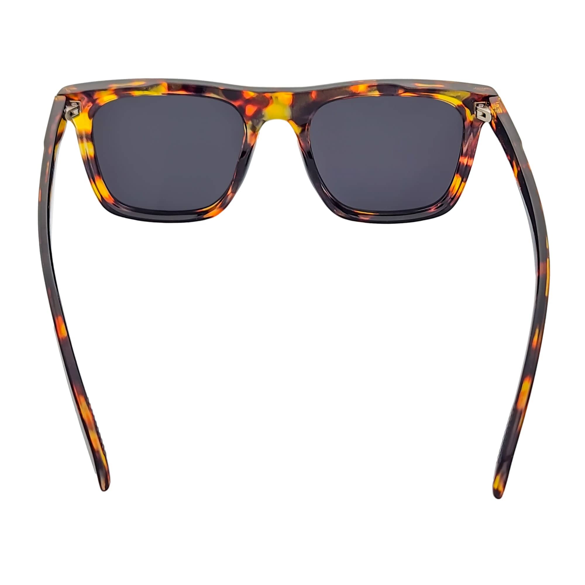 OXFORD - Square Horn Rimmed Sunglasses Metal Accent Tortoise Shell Smoke