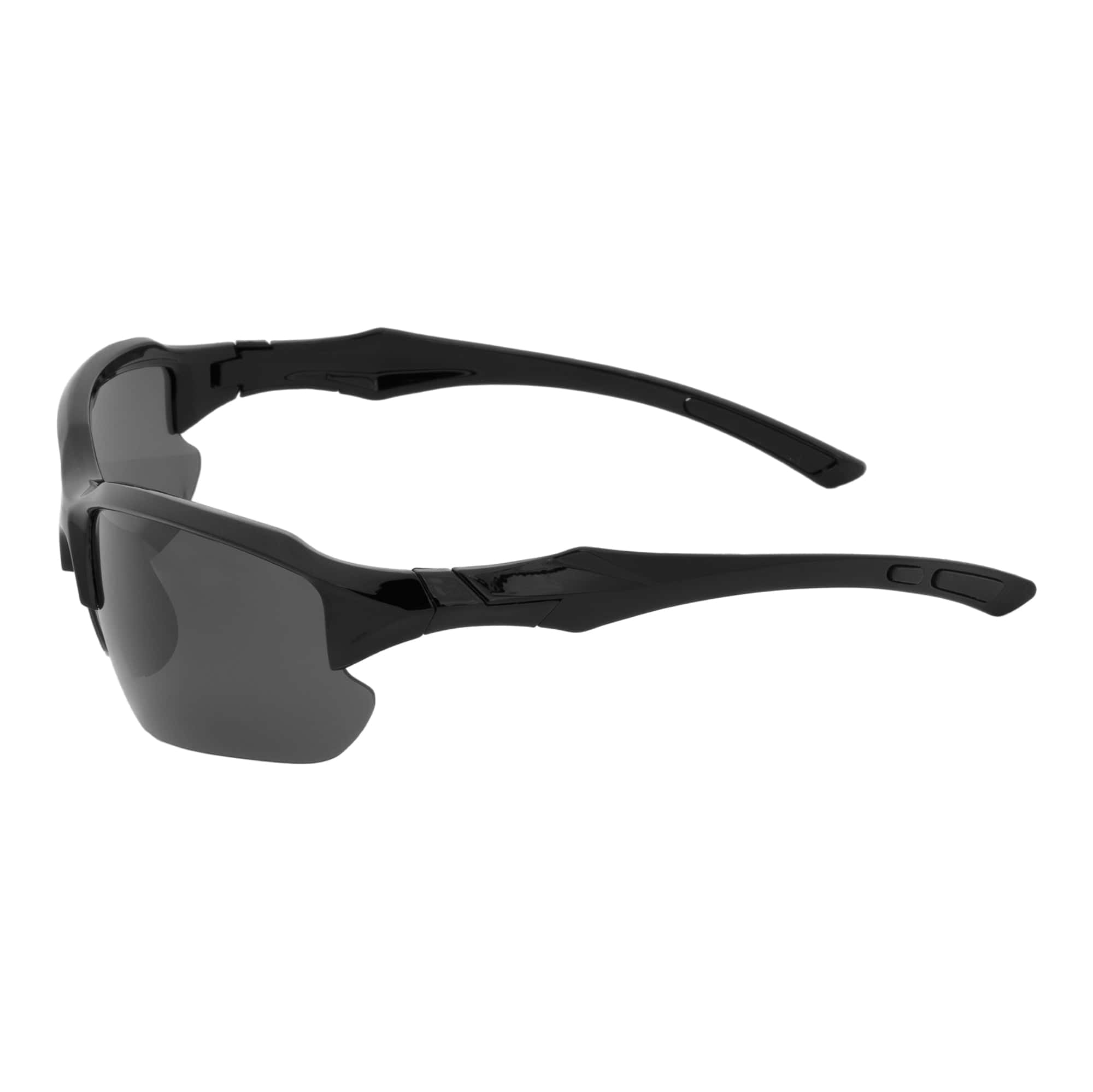 PACIFIC - Polarized Rimless Half Frame Sports Wraparound Sunglasses Gloss Black Smoke - MorspecsM1006-1