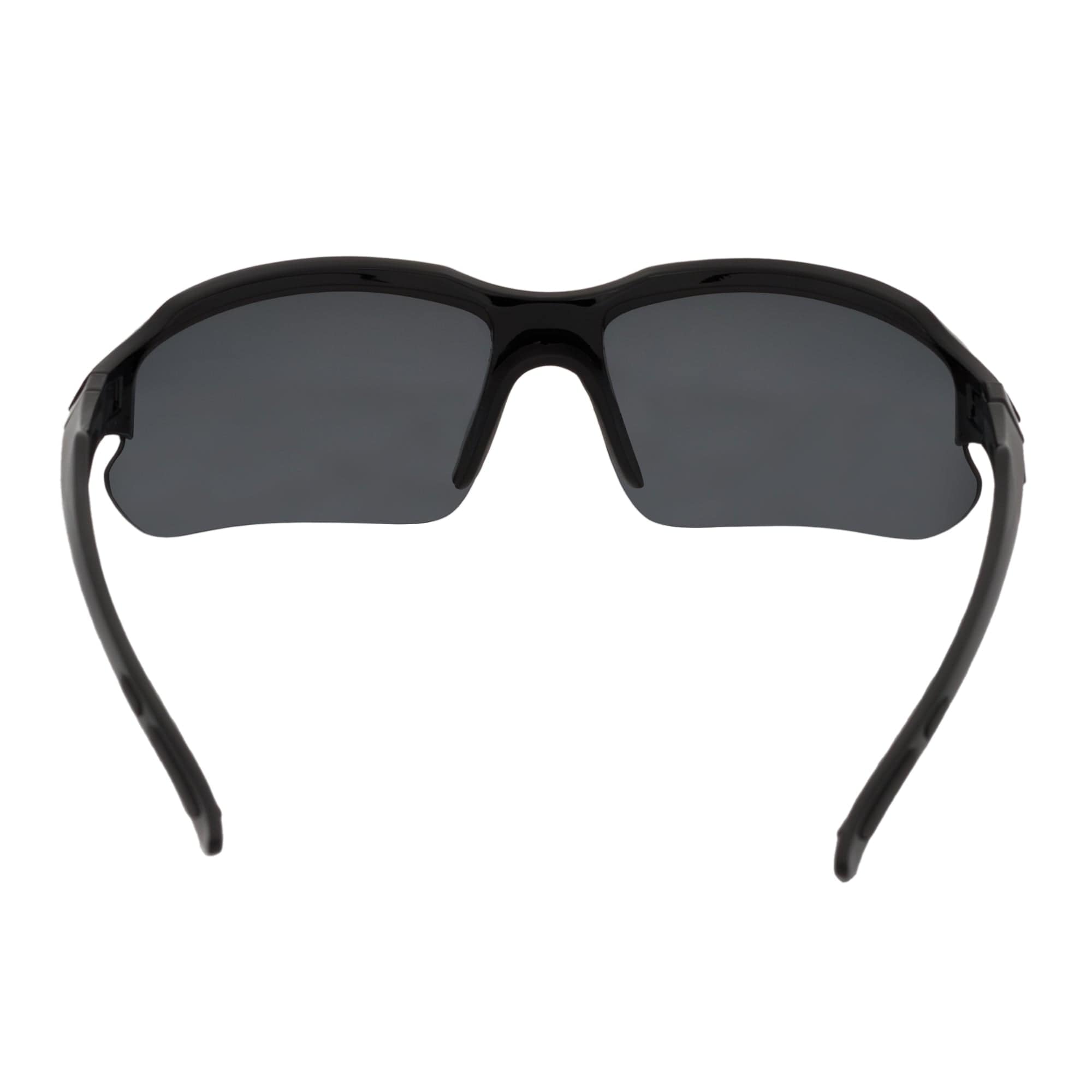 PACIFIC - Polarized Rimless Half Frame Sports Wraparound Sunglasses Gloss Black Smoke