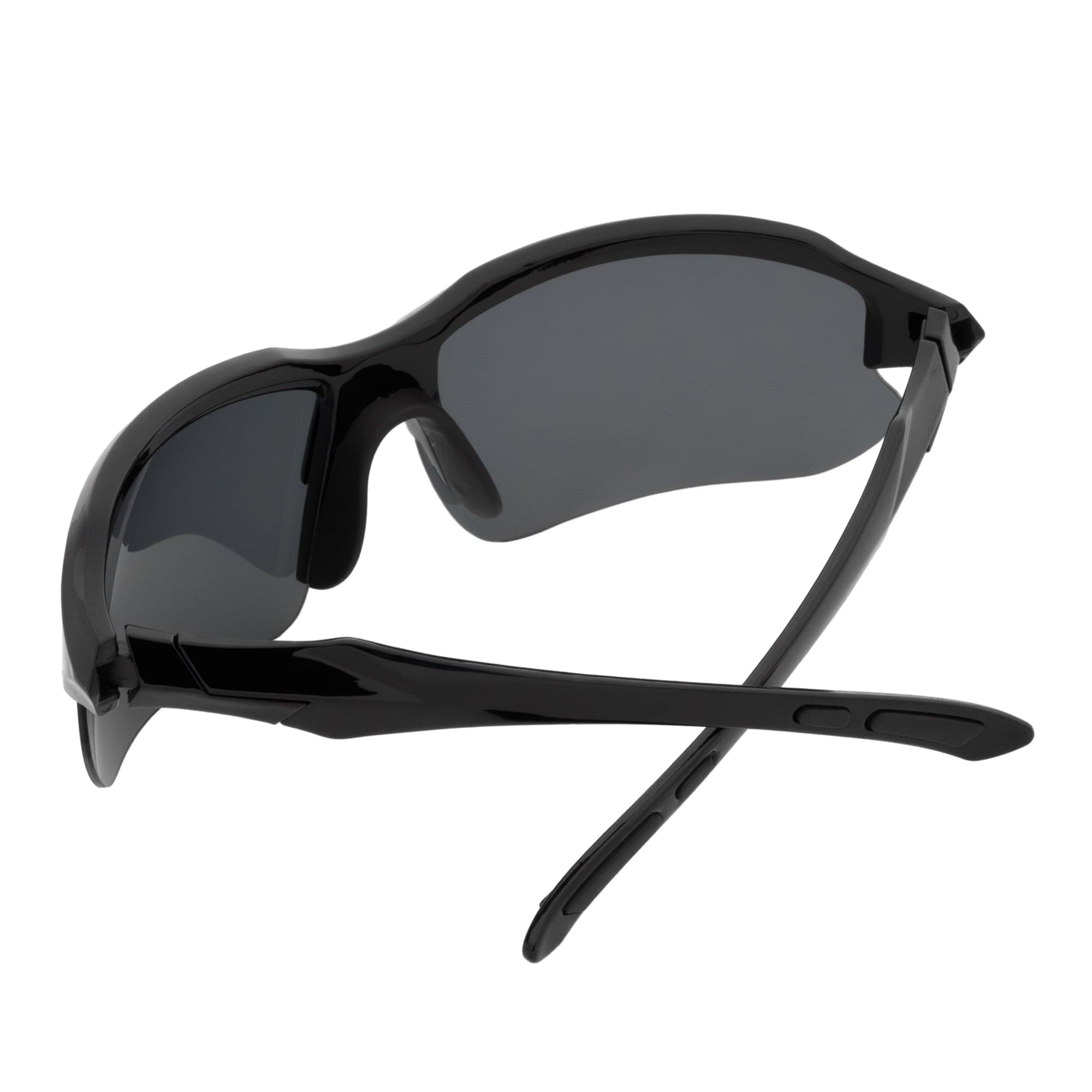 PACIFIC - Polarized Rimless Half Frame Sports Wraparound Sunglasses Gloss Black Smoke