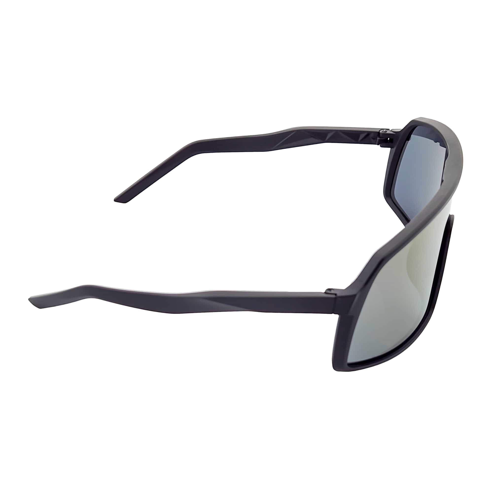SENTRY - Large Sports Shield Sunglasses Matte Black Gold Mirror