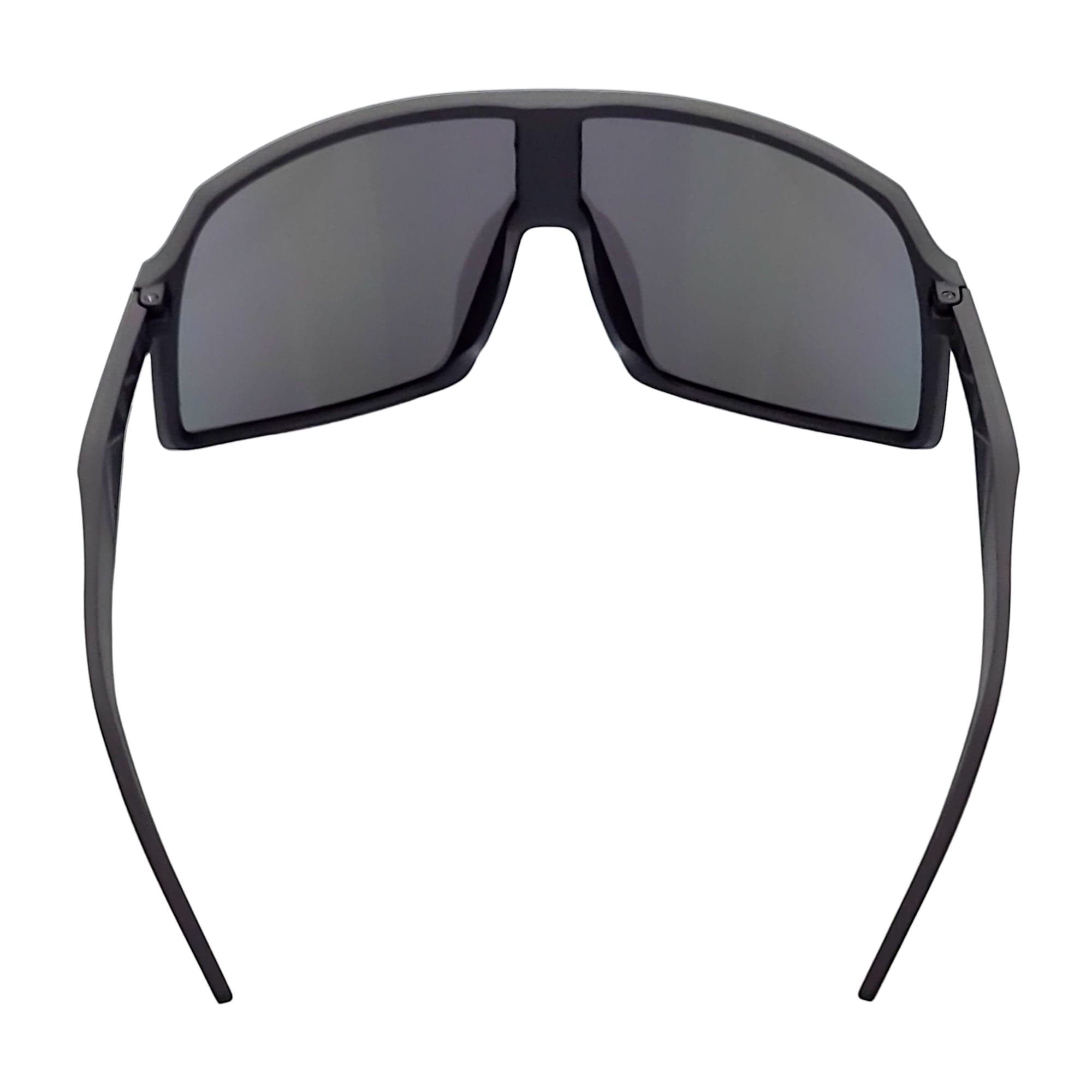 SENTRY - Large Sports Shield Sunglasses Matte Black Green - Blue Mirror