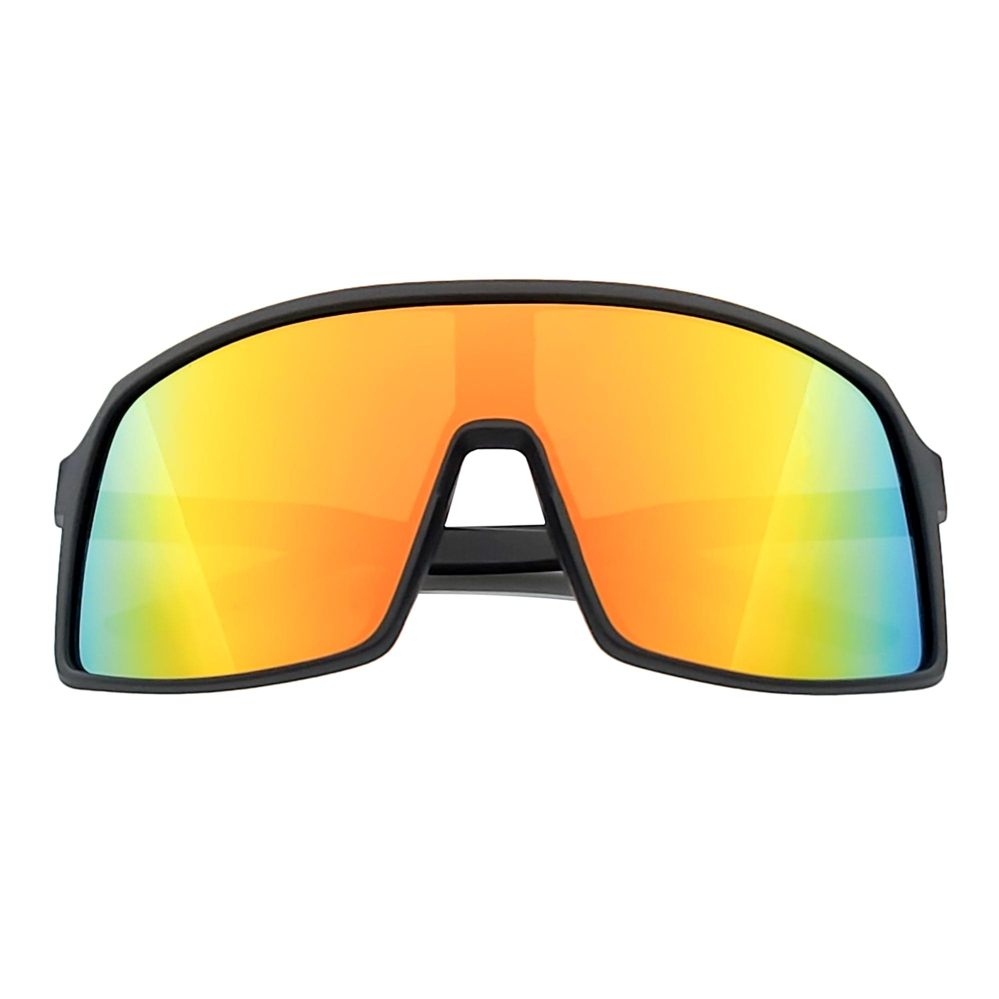 SENTRY - Large Sports Shield Sunglasses Matte Black Orange Mirror