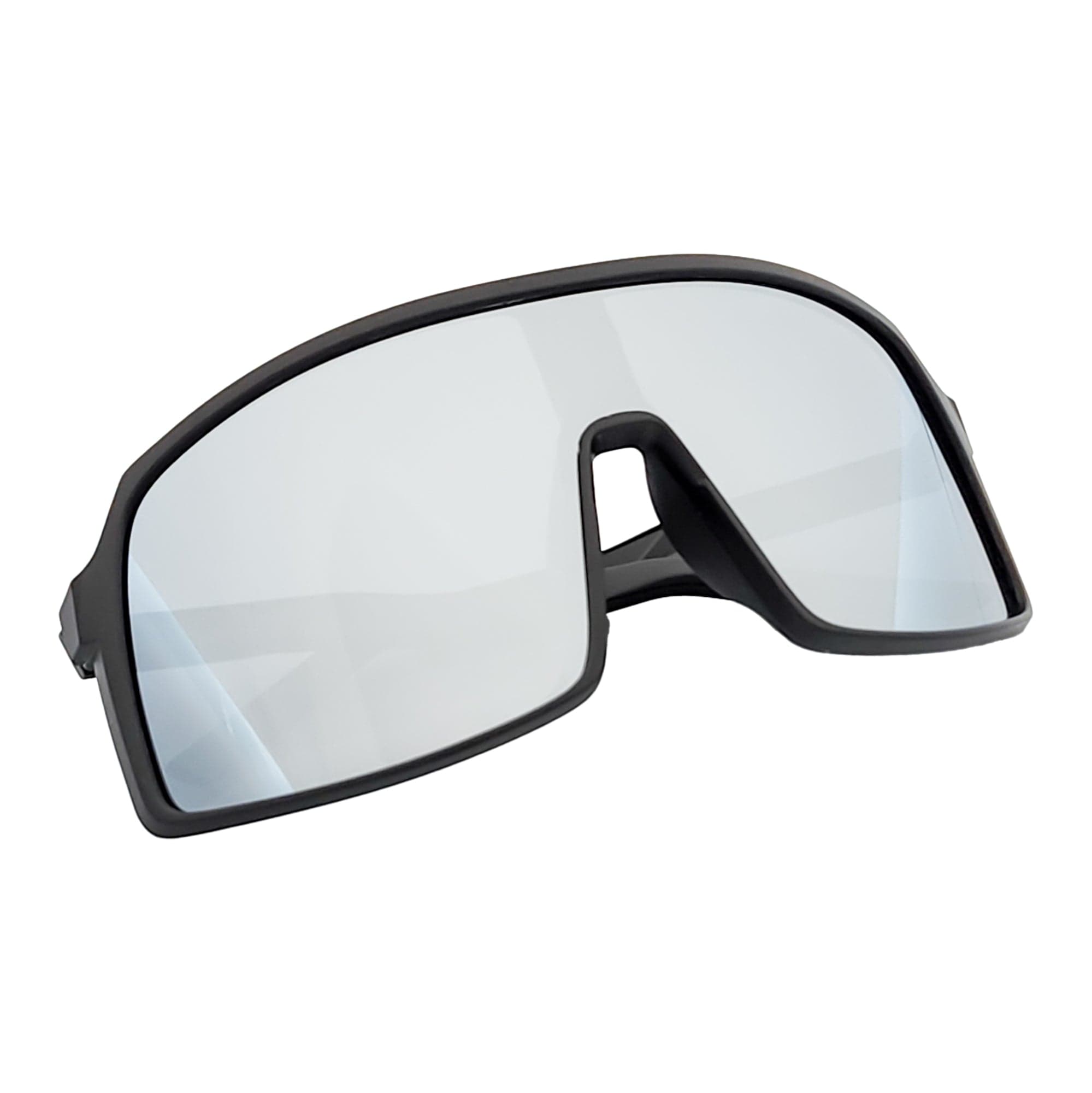 SENTRY - Large Sports Shield Sunglasses Matte Black Silver Mirror