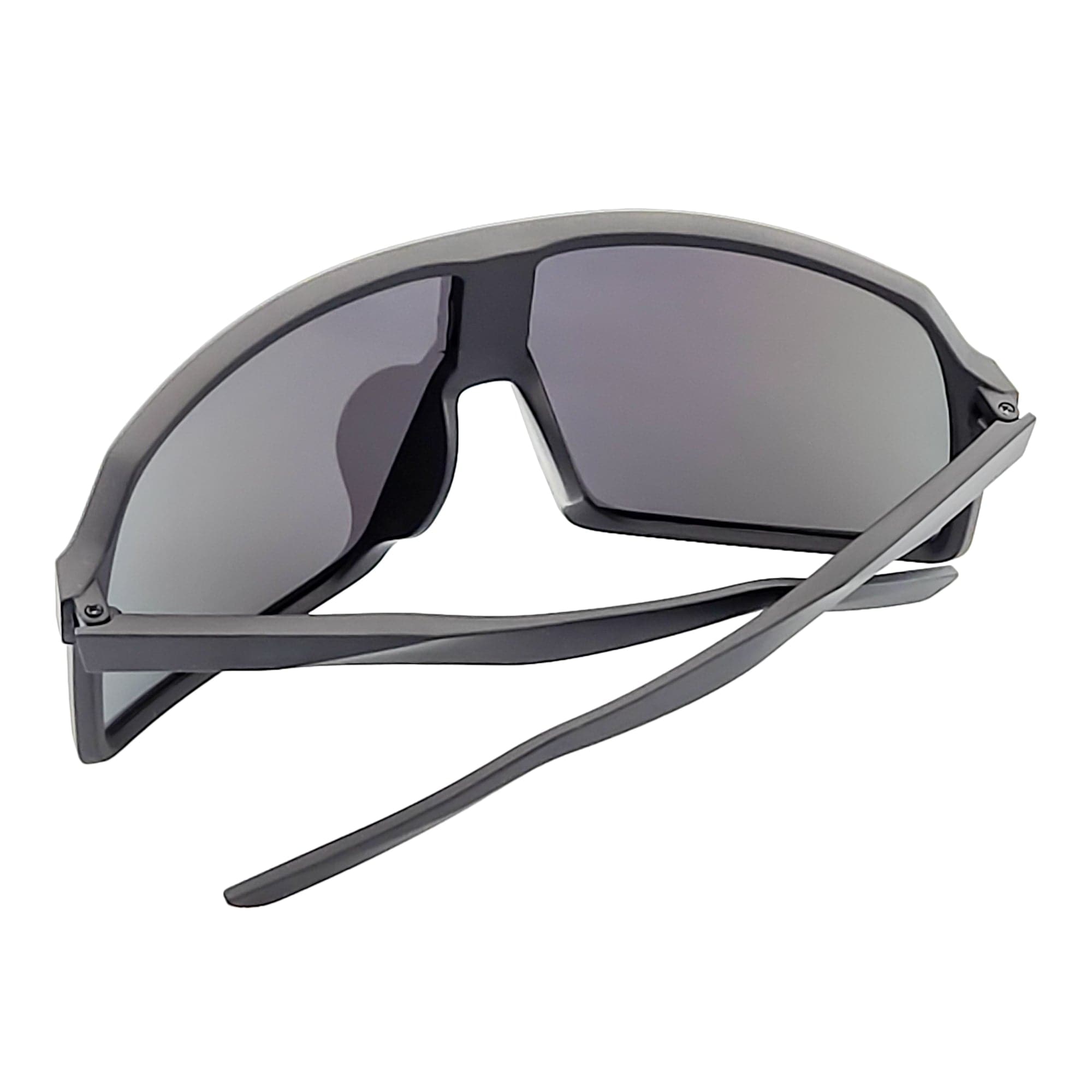 SENTRY - Large Sports Shield Sunglasses Matte Black Yellow - Blue Mirror