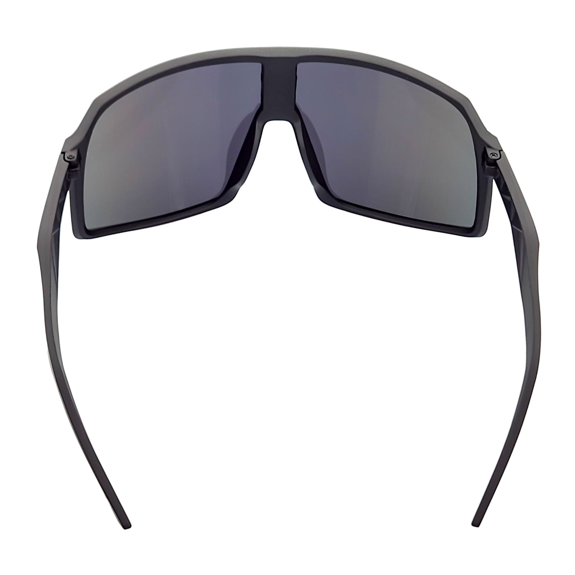SENTRY - Large Sports Shield Sunglasses Matte Black Yellow - Blue Mirror