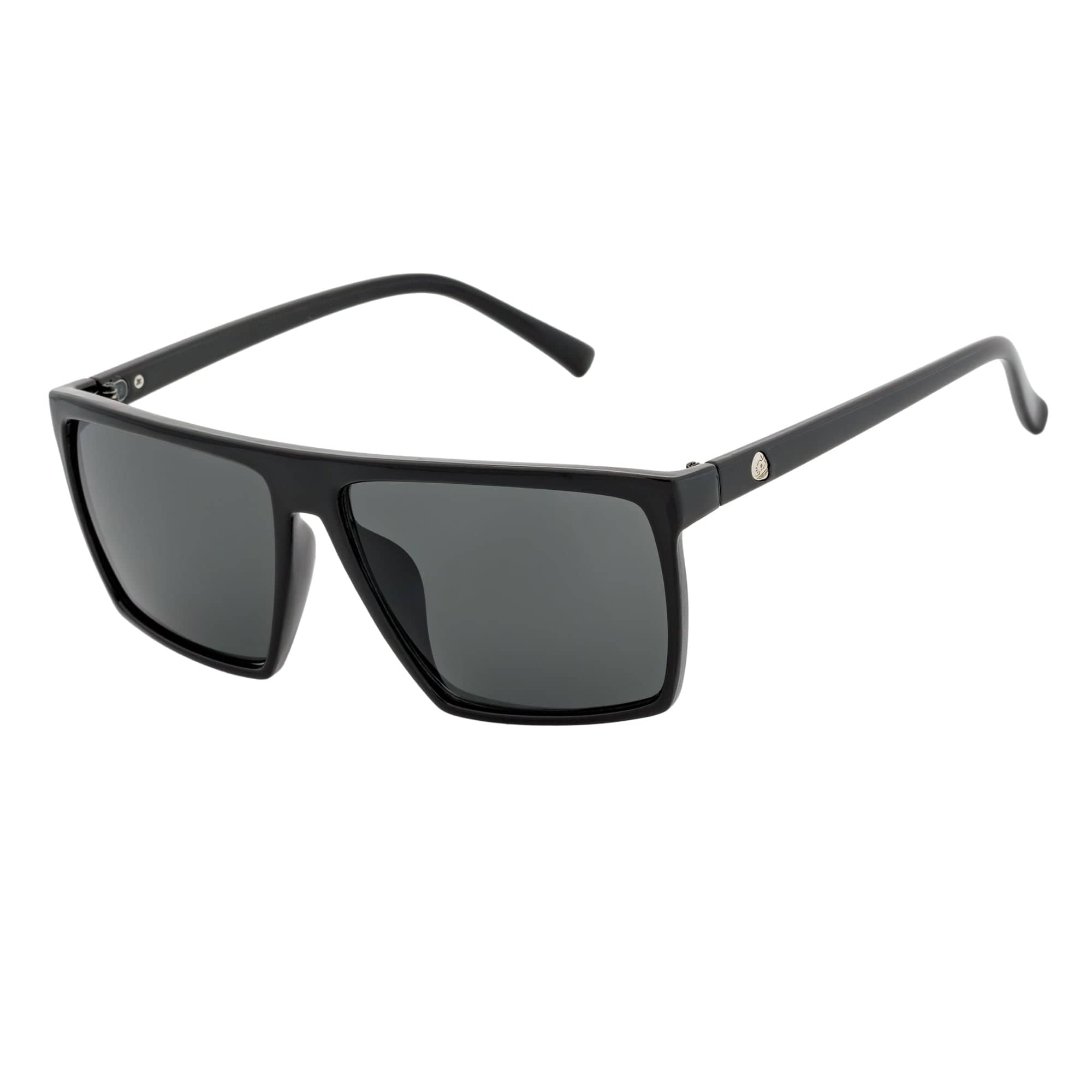 SKOL - Thin Modern Flat Top Square Sunglasses Gloss Black Dark Smoke Tint
