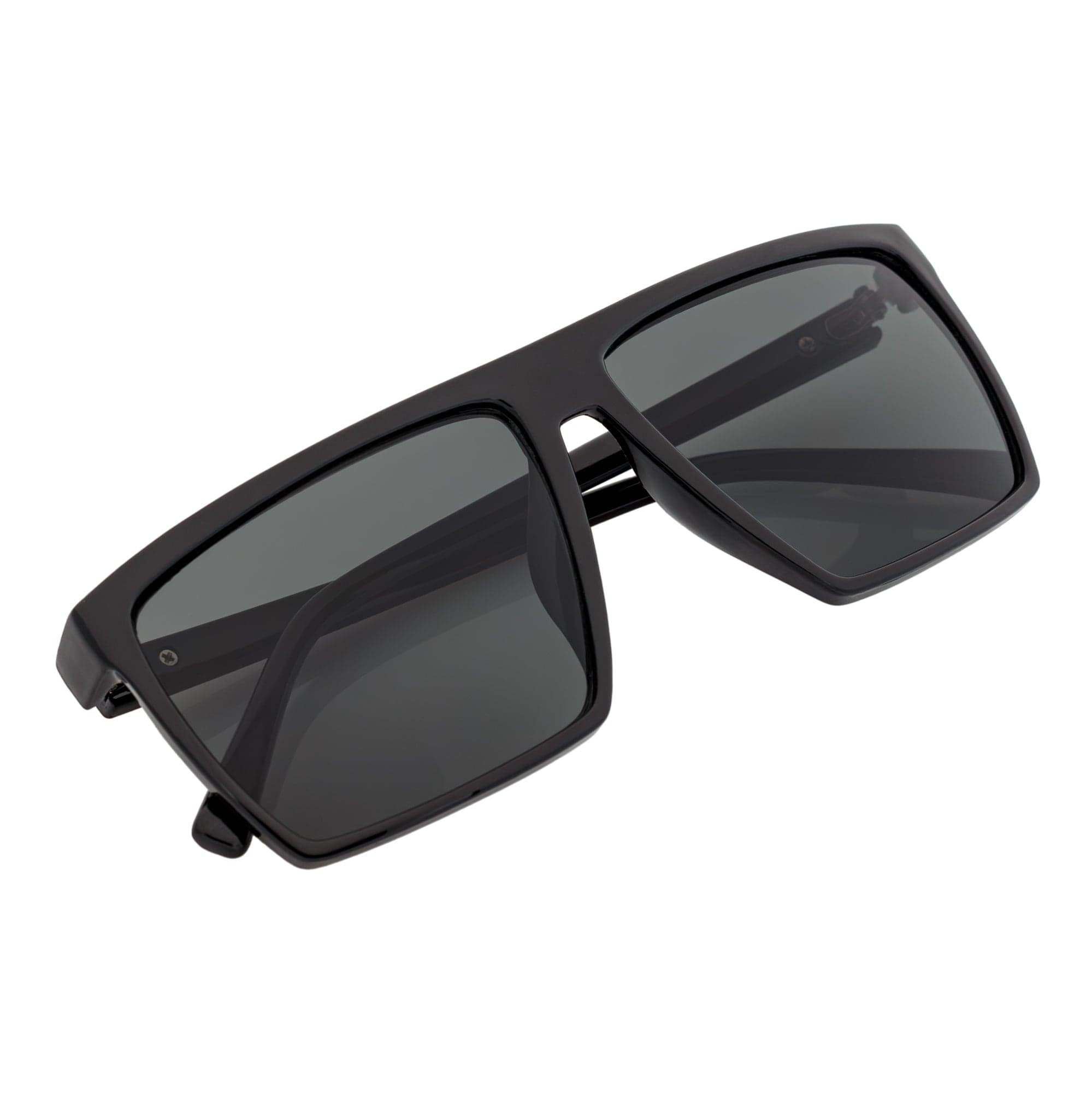 SKOL - Thin Modern Flat Top Square Sunglasses Gloss Black Dark Smoke Tint - MorspecsM1008-1