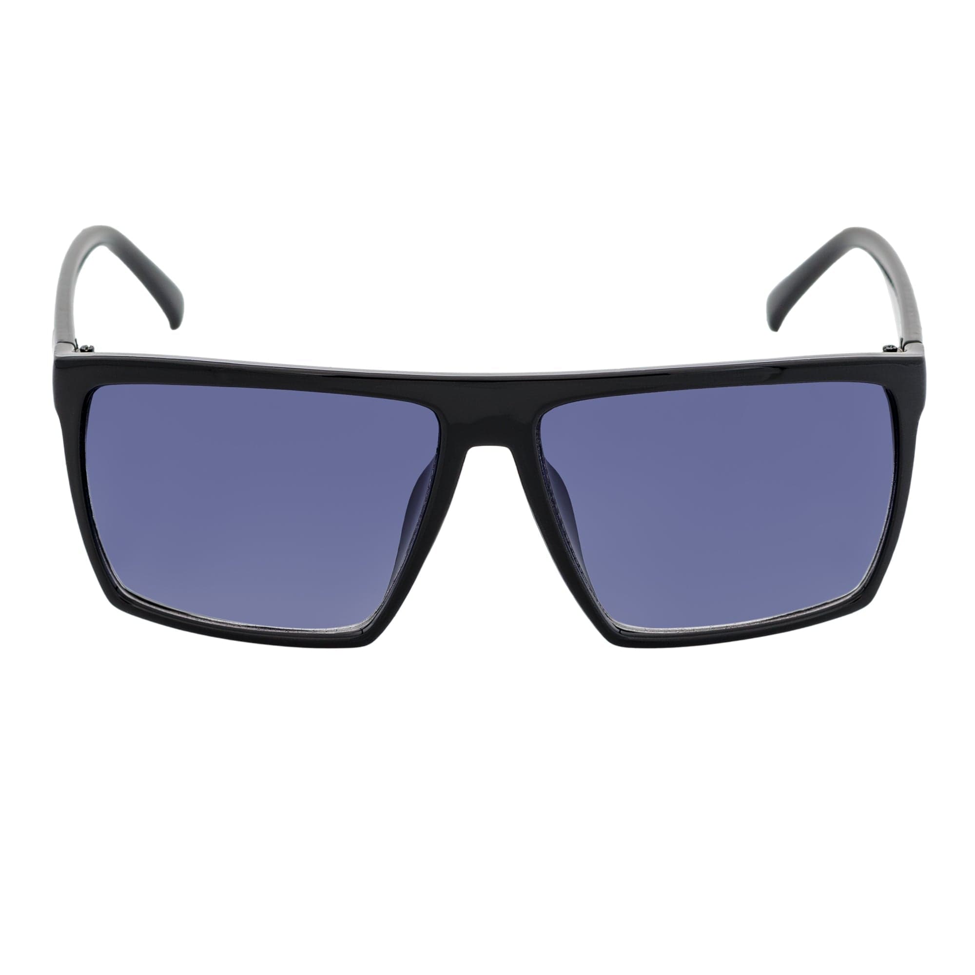 SKOL - Thin Modern Flat Top Square Sunglasses Gloss Black Lavender Fade