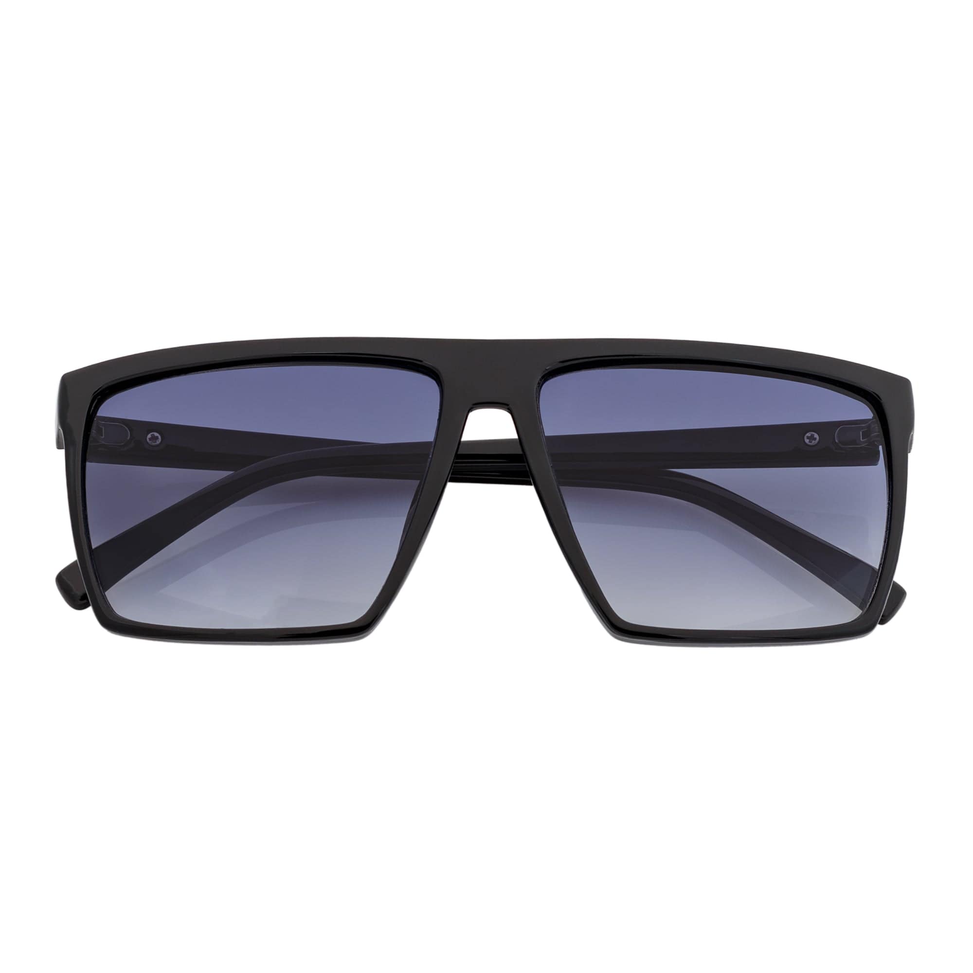 SKOL - Thin Modern Flat Top Square Sunglasses Gloss Black Lavender Fade