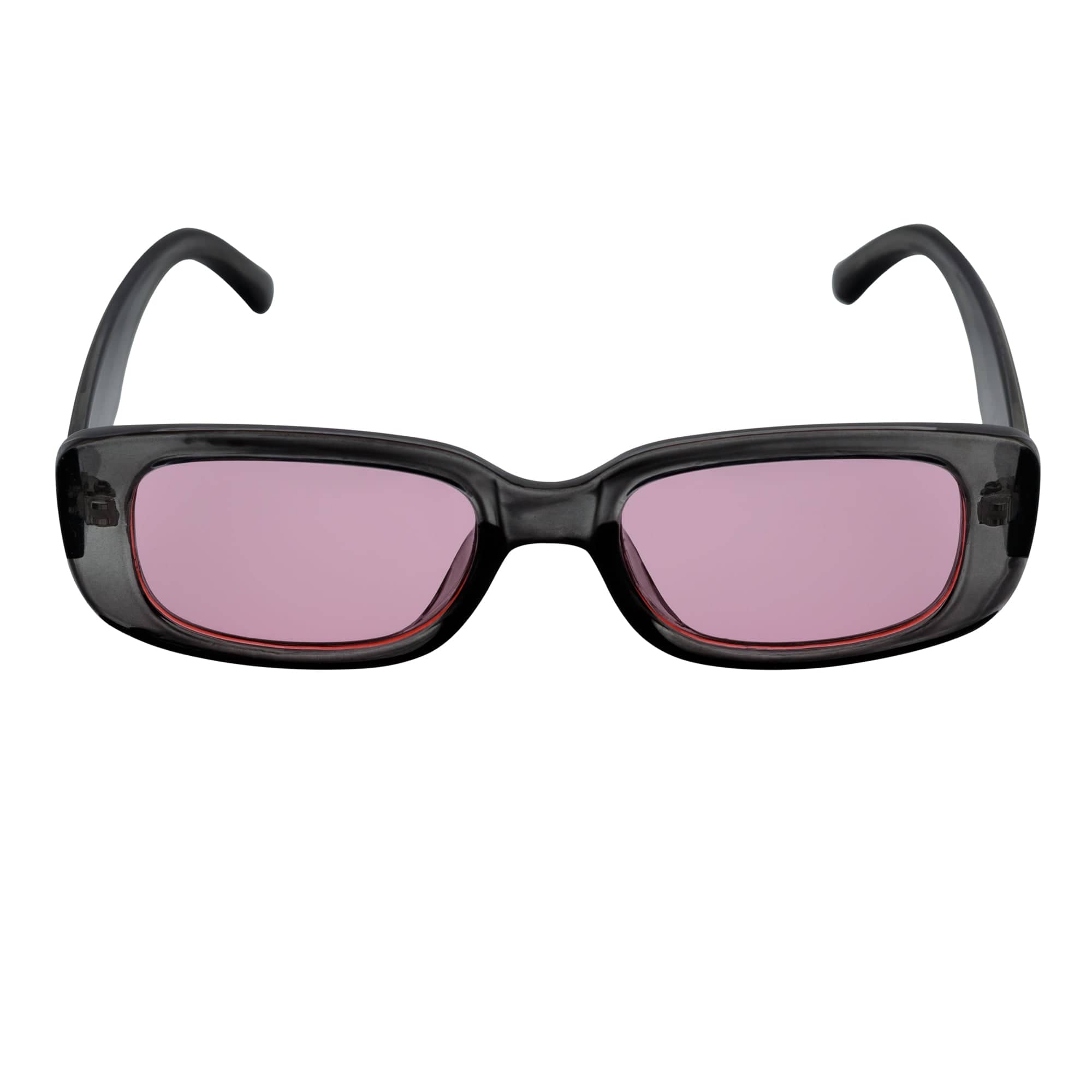 SLIM - Retro 90s Slim Small Rectangle Sunglasses Crystal Clear Pink Tint