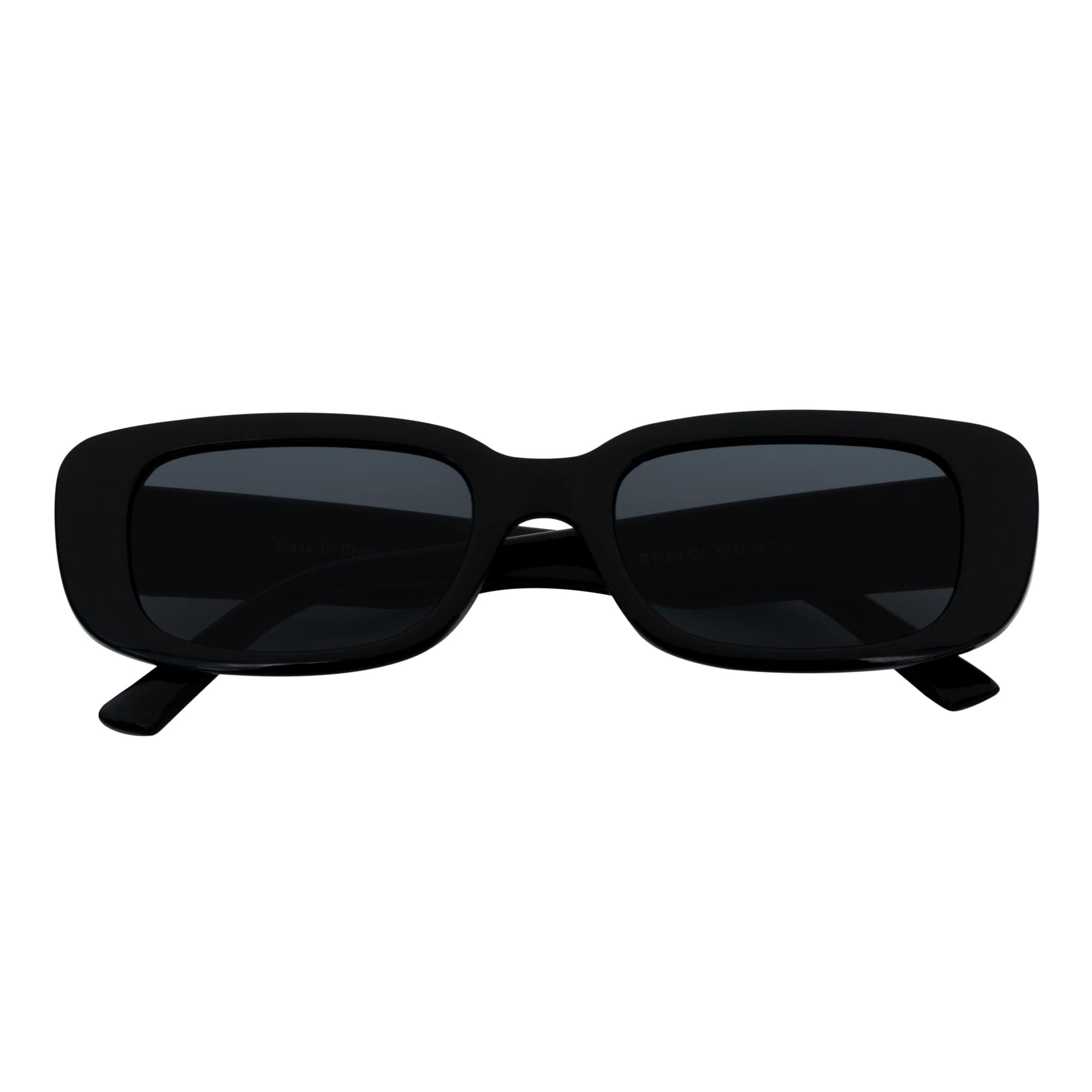 SLIM - Retro 90s Slim Small Rectangle Sunglasses Gloss Black Smoke Tint