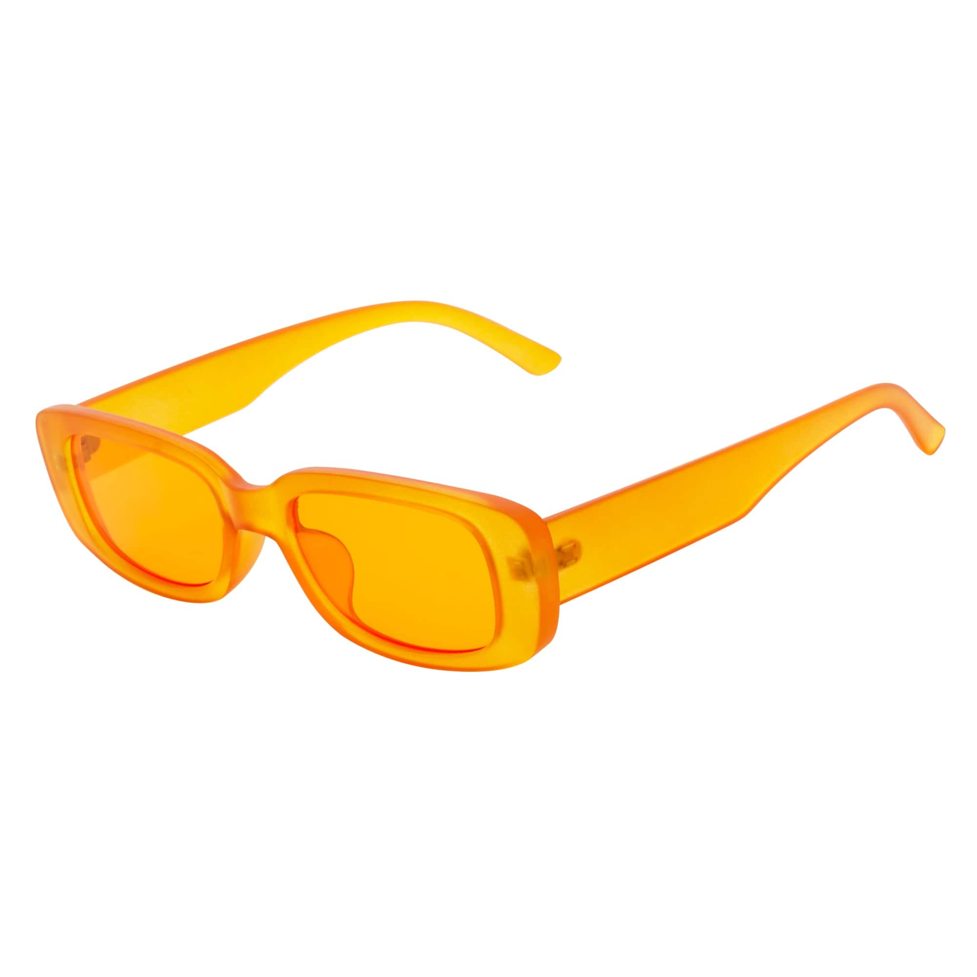 SLIM - Retro 90s Slim Small Rectangle Sunglasses Orange Frame Orange Lens