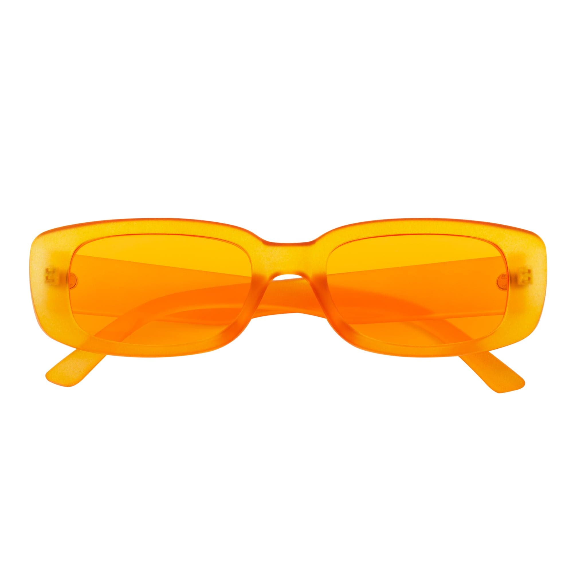 SLIM - Retro 90s Slim Small Rectangle Sunglasses Orange Frame Orange Lens