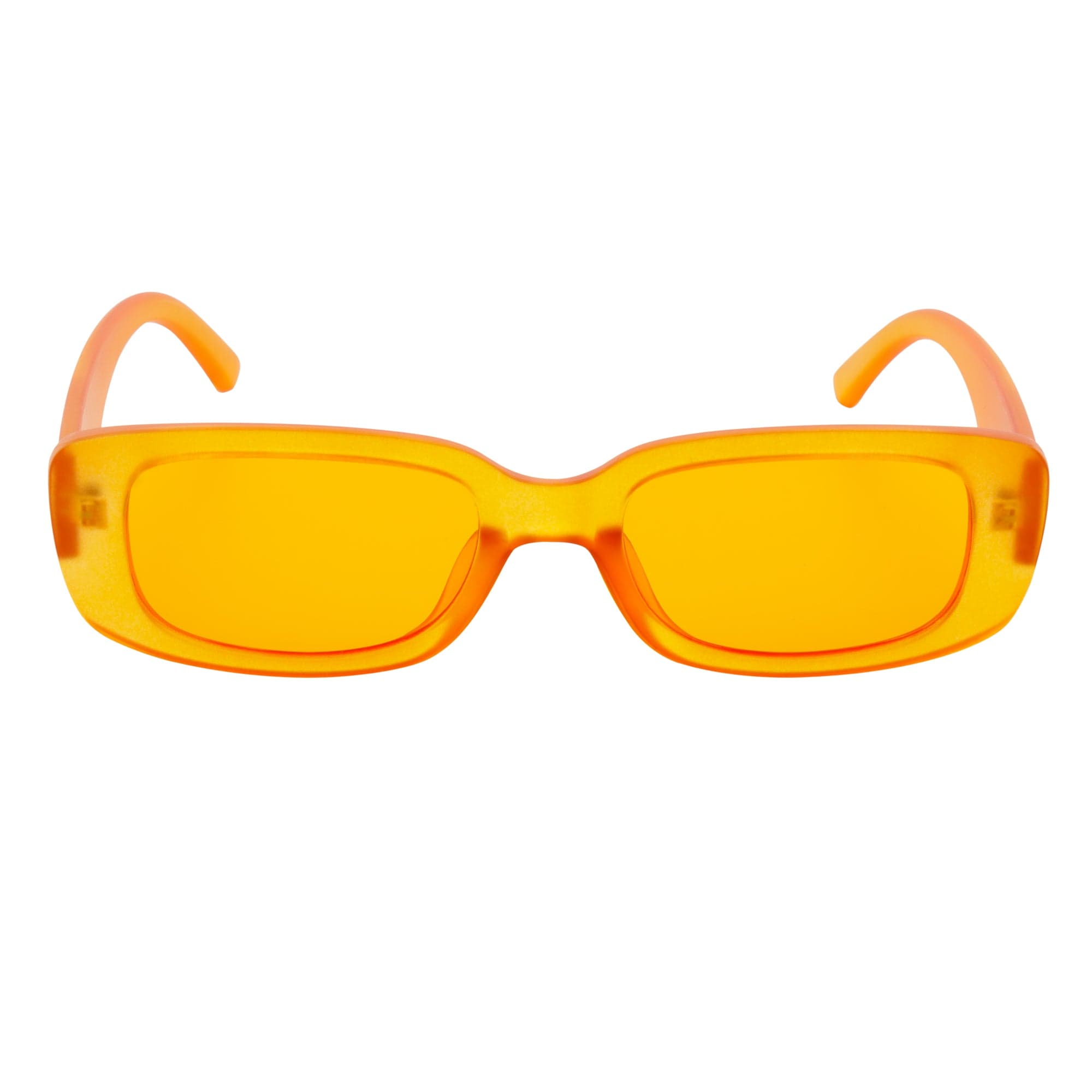SLIM - Retro 90s Slim Small Rectangle Sunglasses Orange Frame Orange Lens