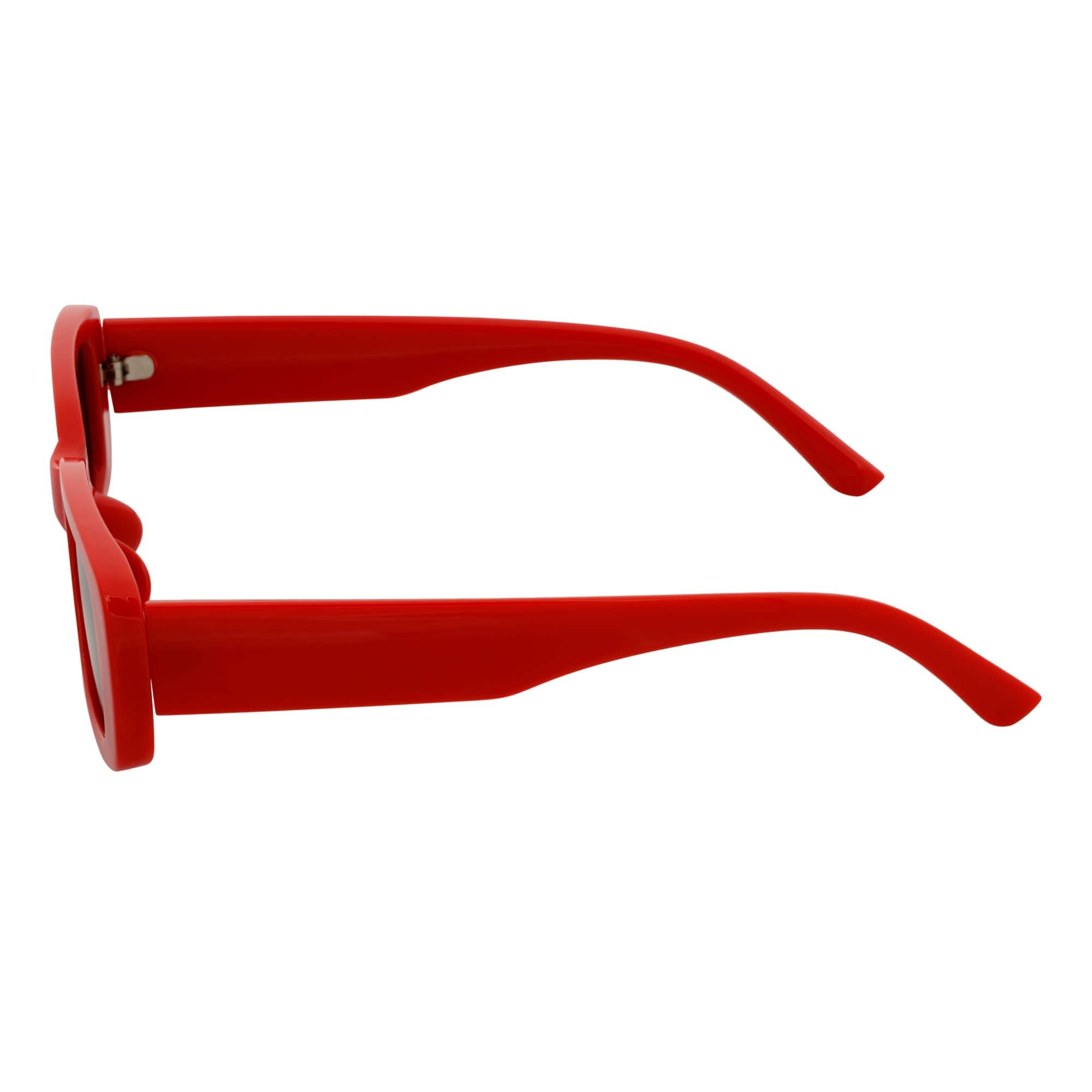 SLIM - Retro 90s Slim Small Rectangle Sunglasses Red Smoke Tint
