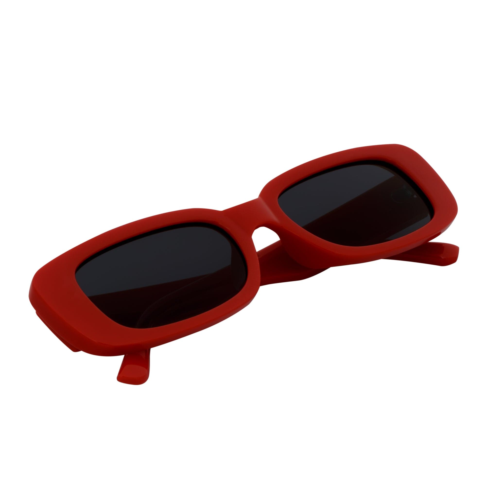 SLIM - Retro 90s Slim Small Rectangle Sunglasses Red Smoke Tint