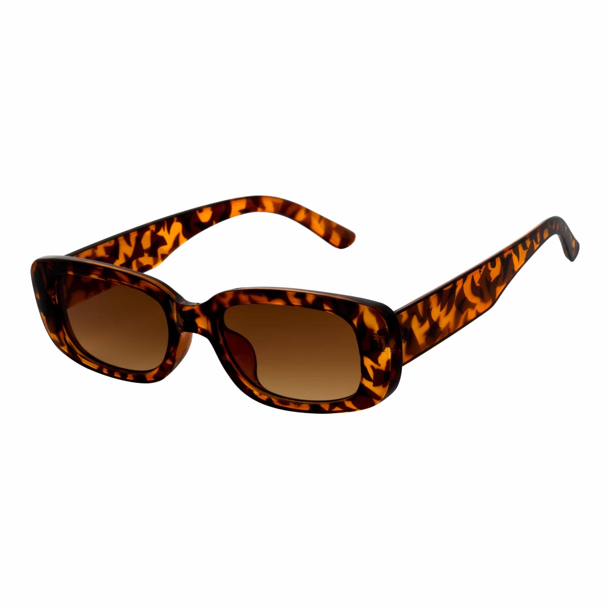 SLIM - Retro 90s Slim Small Rectangle Sunglasses Tortoise Amber Fade