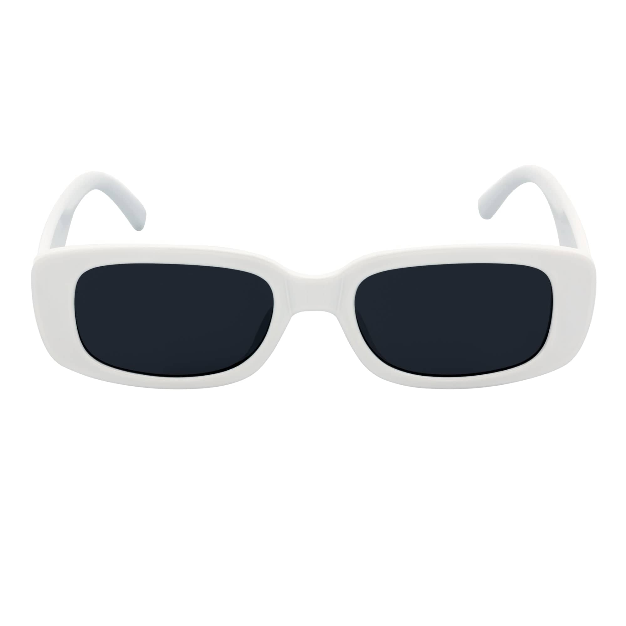 SLIM - Retro 90s Slim Small Rectangle Sunglasses White Smoke Tint