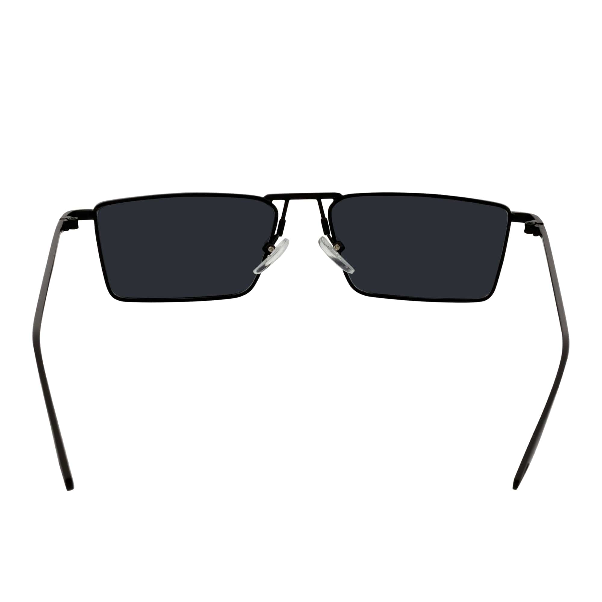 ZUIKO - Small Retro 90s Fashion Metal Rectangle Sunglasses Black Smoke Tint