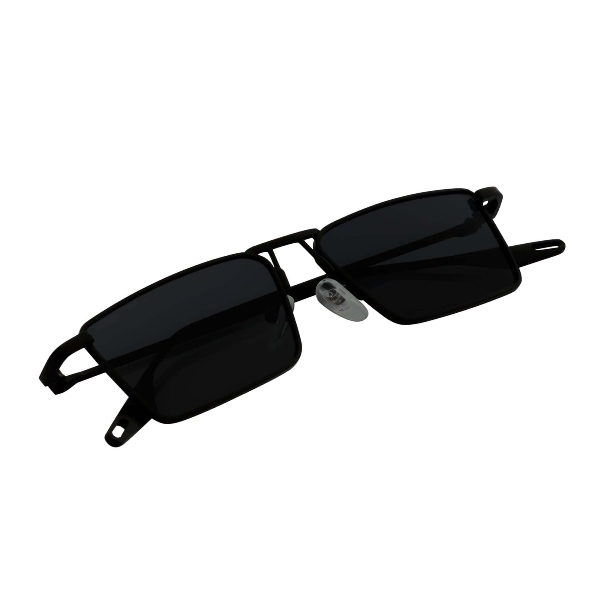 ZUIKO - Small Retro 90s Fashion Metal Rectangle Sunglasses Black Smoke Tint