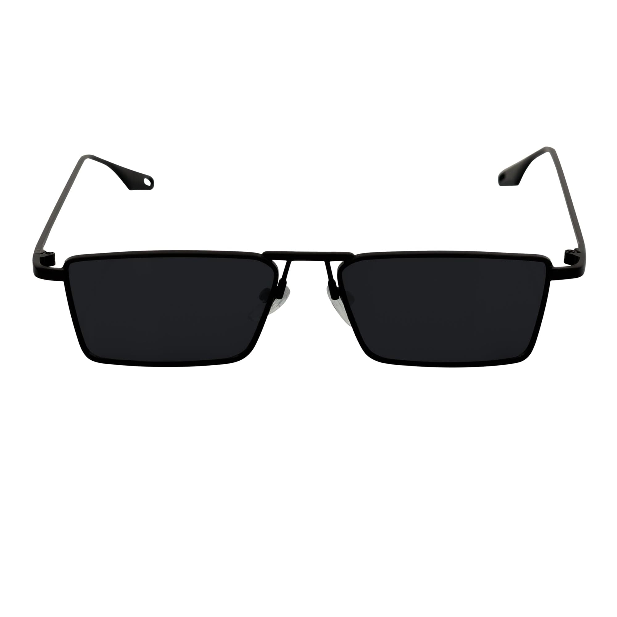 ZUIKO - Small Retro 90s Fashion Metal Rectangle Sunglasses Black Smoke Tint