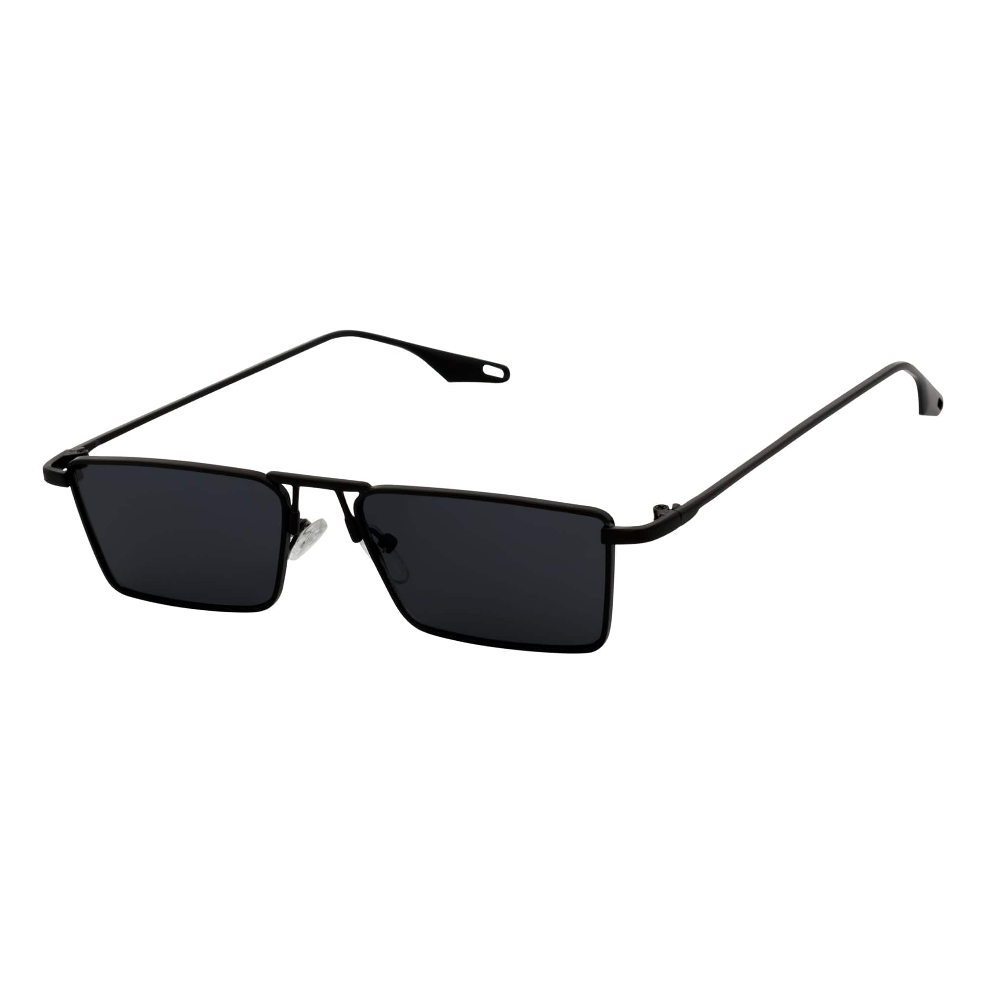 ZUIKO - Small Retro 90s Fashion Metal Rectangle Sunglasses Black Smoke Tint