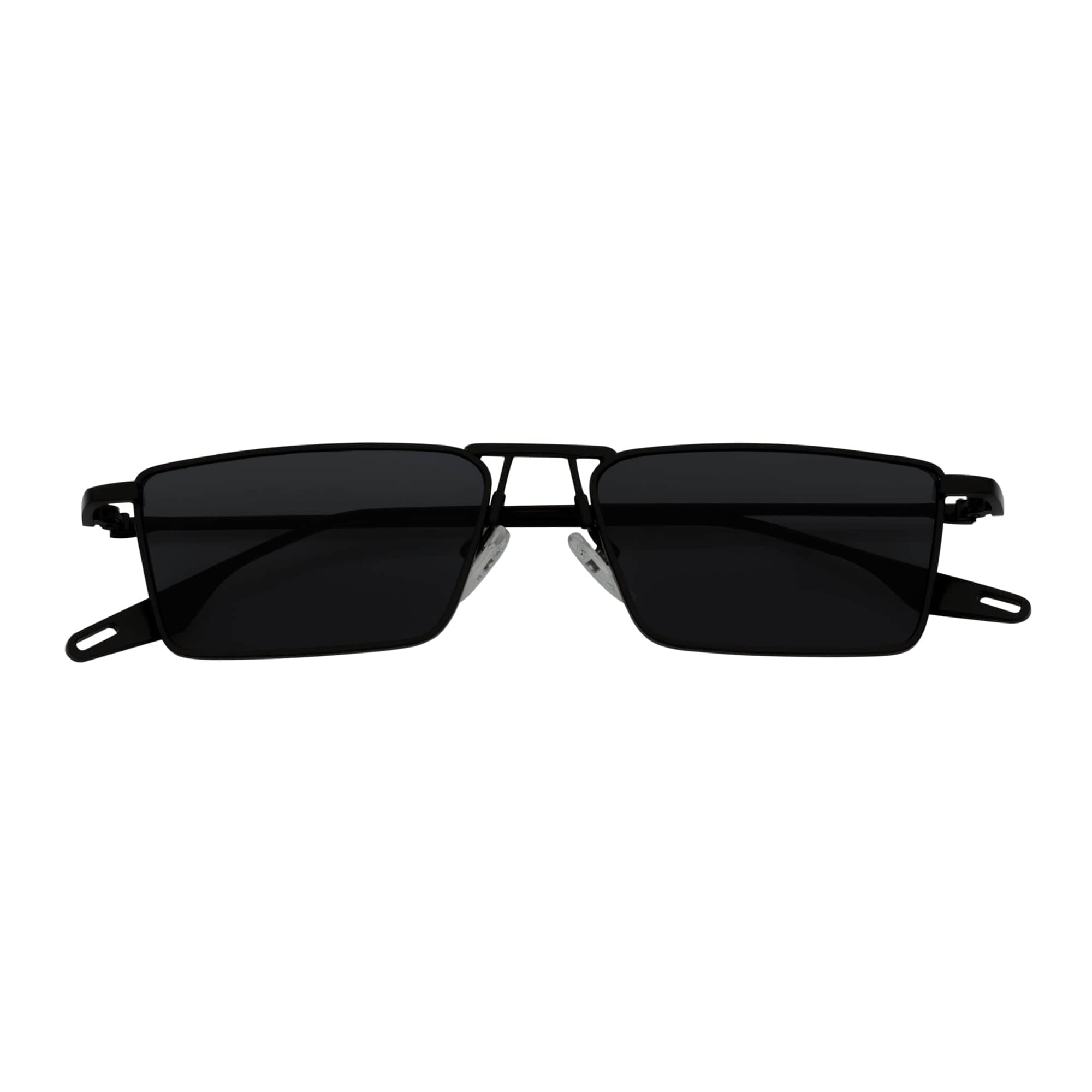 ZUIKO - Small Retro 90s Fashion Metal Rectangle Sunglasses Black Smoke Tint