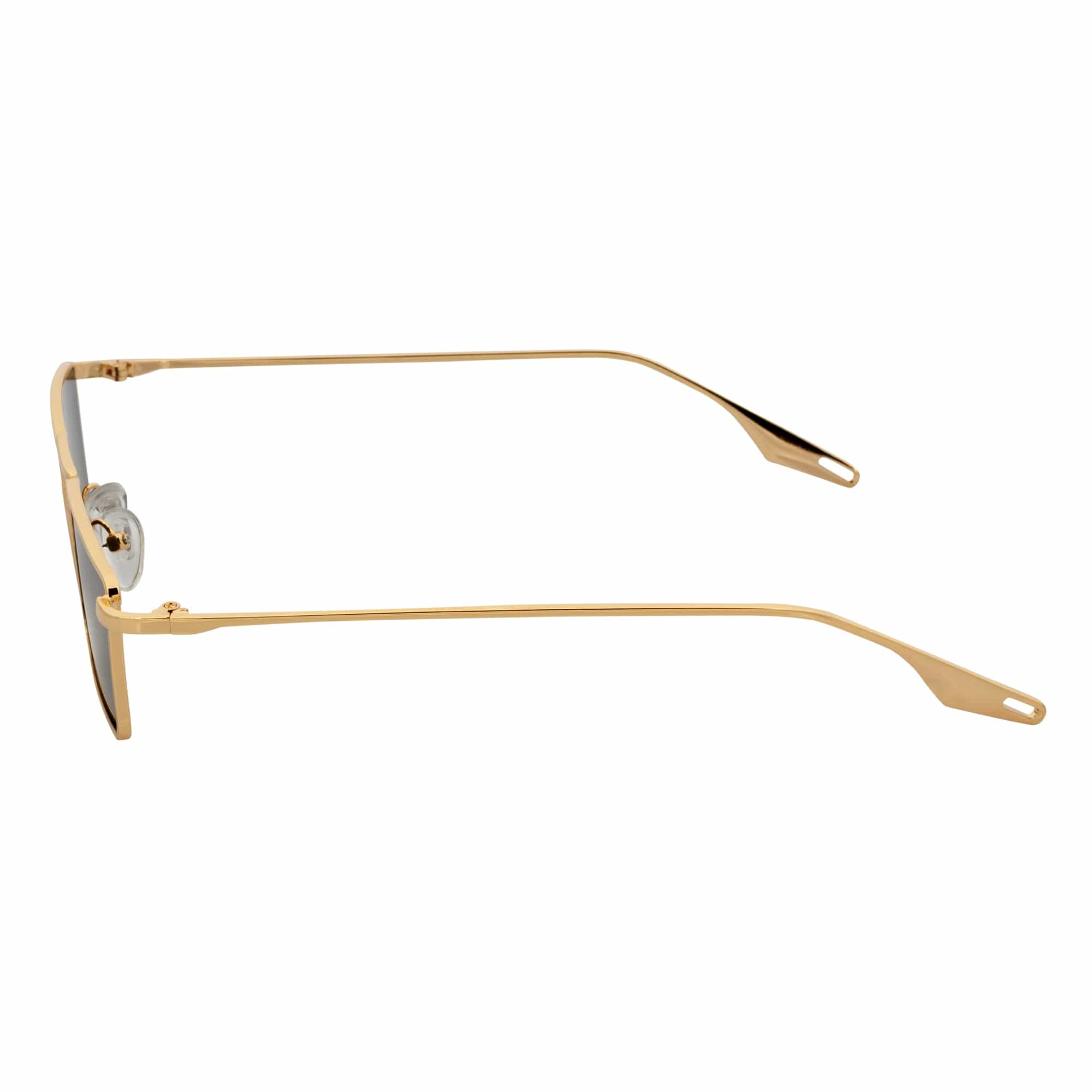 ZUIKO - Small Retro 90s Fashion Metal Rectangle Sunglasses Gold Brown Tint