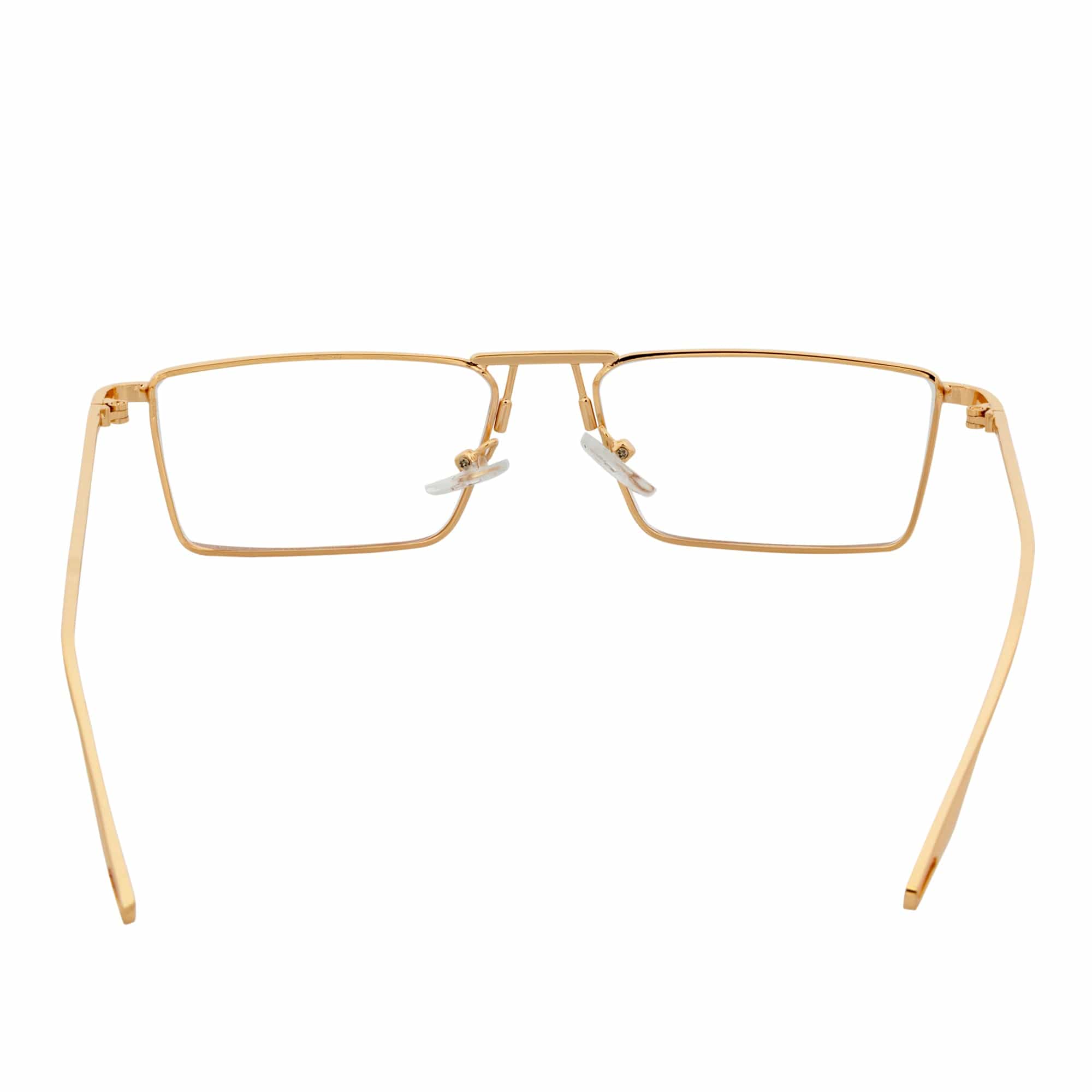 ZUIKO - Small Retro 90s Fashion Metal Rectangle Sunglasses Gold Clear Blue Light Lens