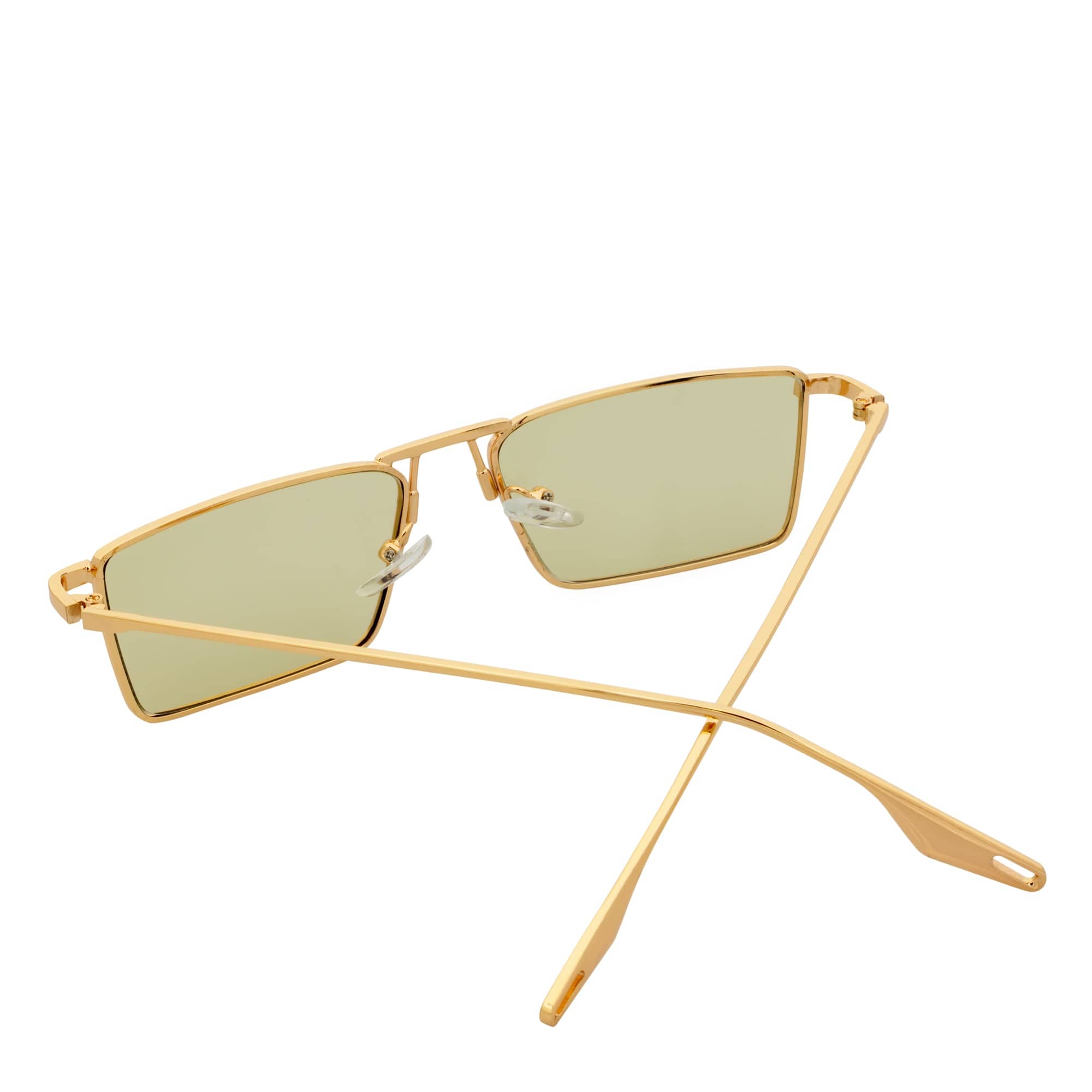 ZUIKO - Small Retro 90s Metal Rectangle Sunglasses Gold Yellow Driving Lens