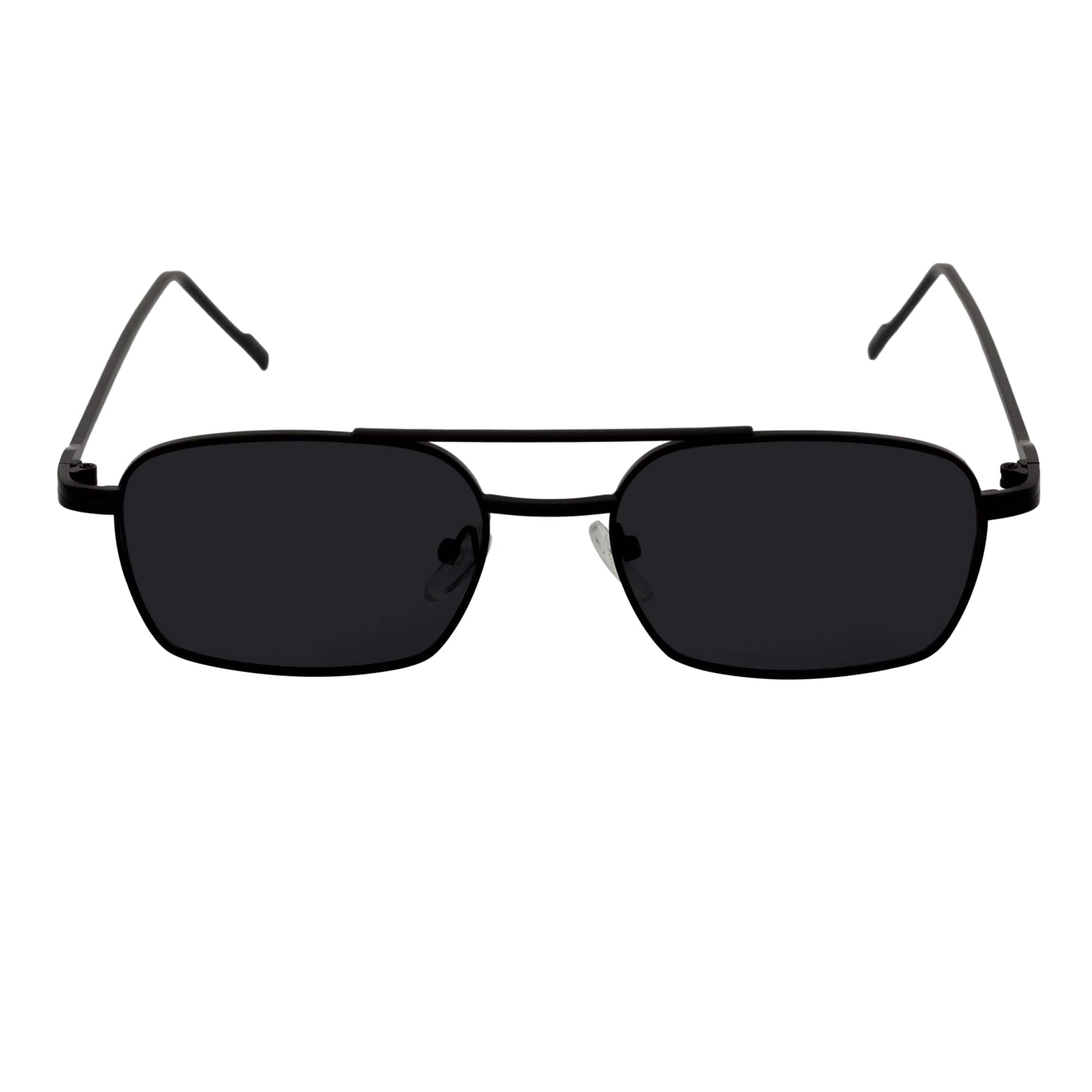 NEUMANN - Retro 90s Fashion Metal Small Rectangle Sunglasses Black Smoke