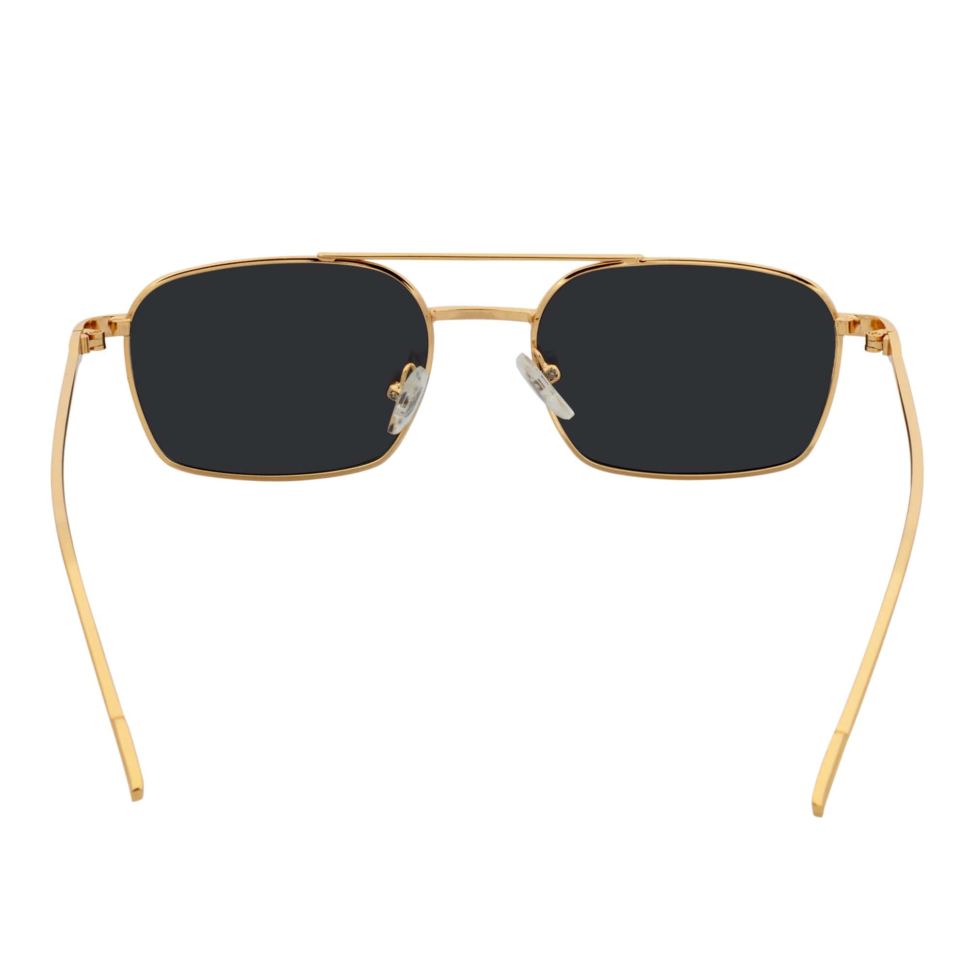 NEUMANN - Retro 90s Fashion Metal Small Rectangle Sunglasses Gold Smoke