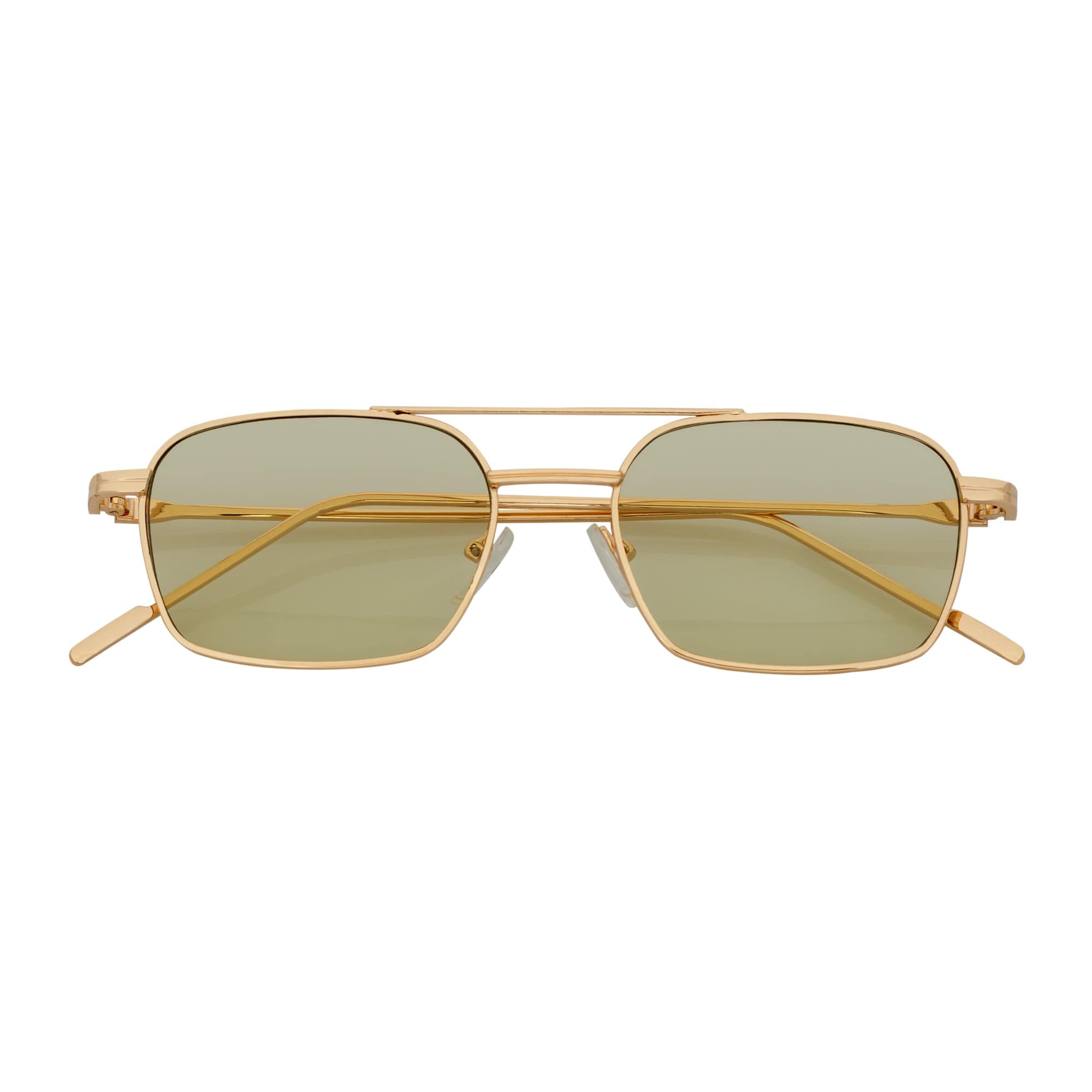 NEUMANN - Retro 90s Fashion Metal Small Rectangle Sunglasses Gold Yellow