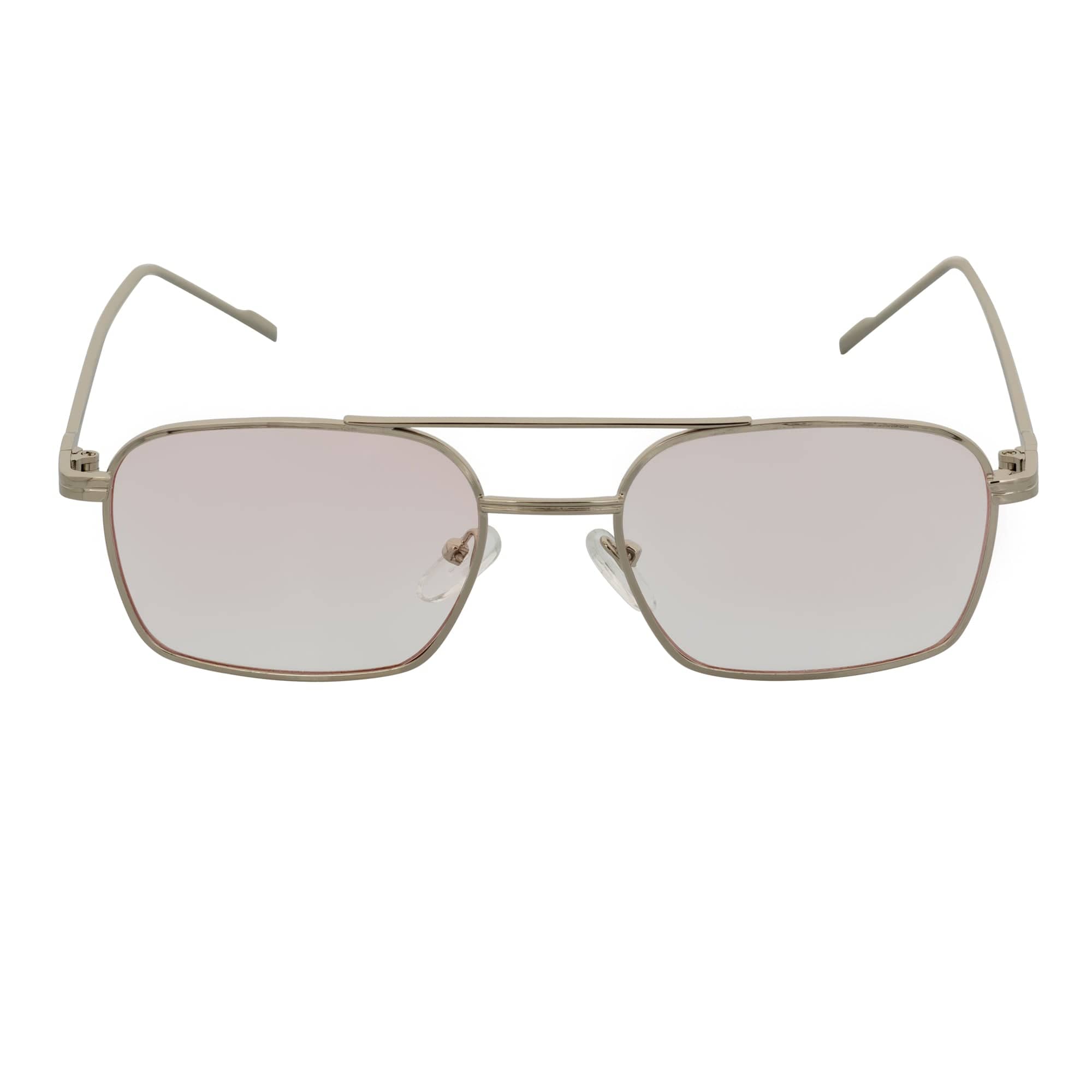 NEUMANN - Retro Small Metal Rectangle Sunglasses Silver Pink - Clear Fade