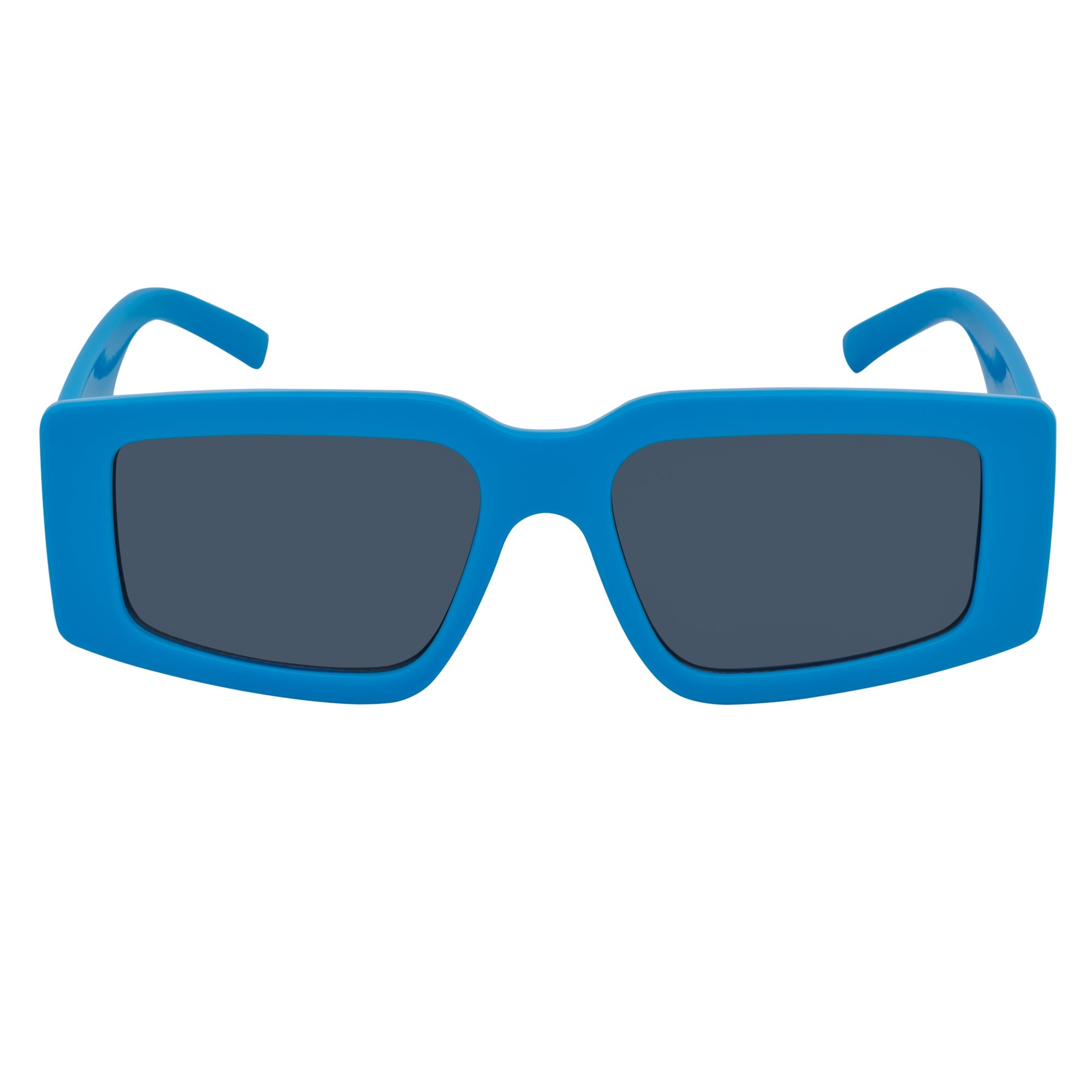 NOVA - Retro 90s Fashion Thick Rectangle Sunglasses Blue Smoke Lens