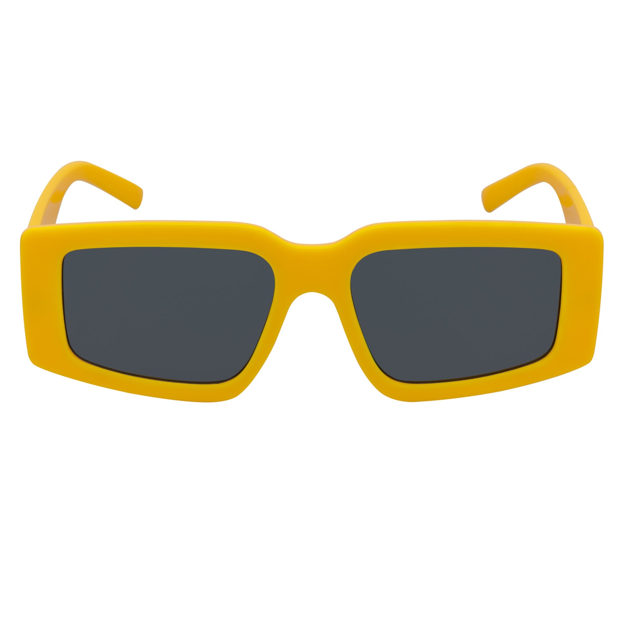 NOVA - Retro 90s Fashion Thick Rectangle Sunglasses Yellow Smoke Lens
