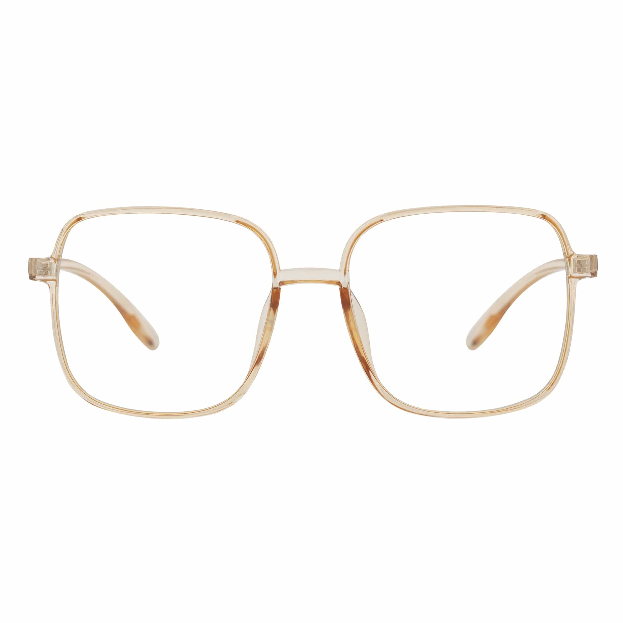 OTAKU - Large Square Glasses Blue Light Glasses Clear Peach Clear Lens