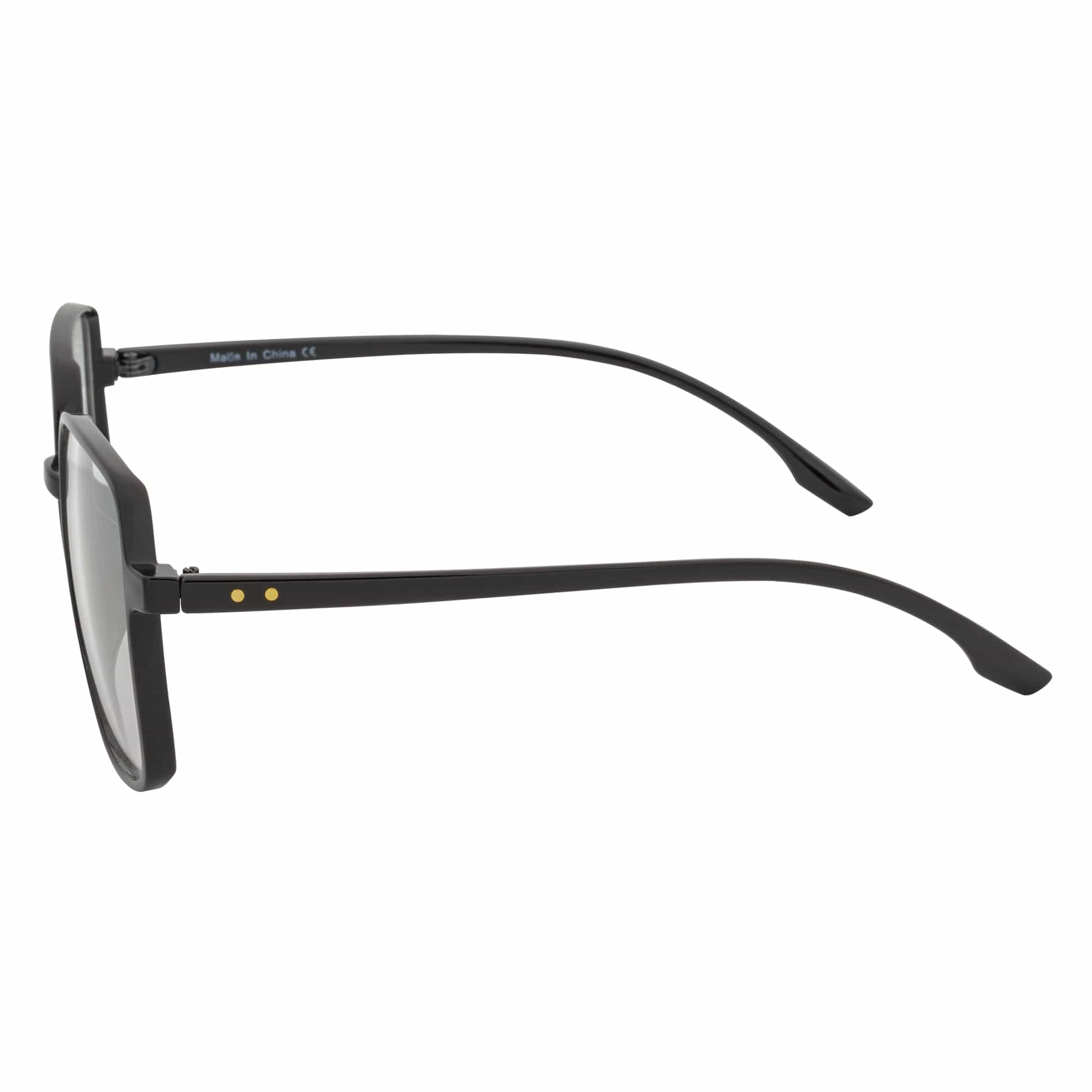 OTAKU - Large Square Glasses Blue Light Glasses Shiny Black Clear Lens