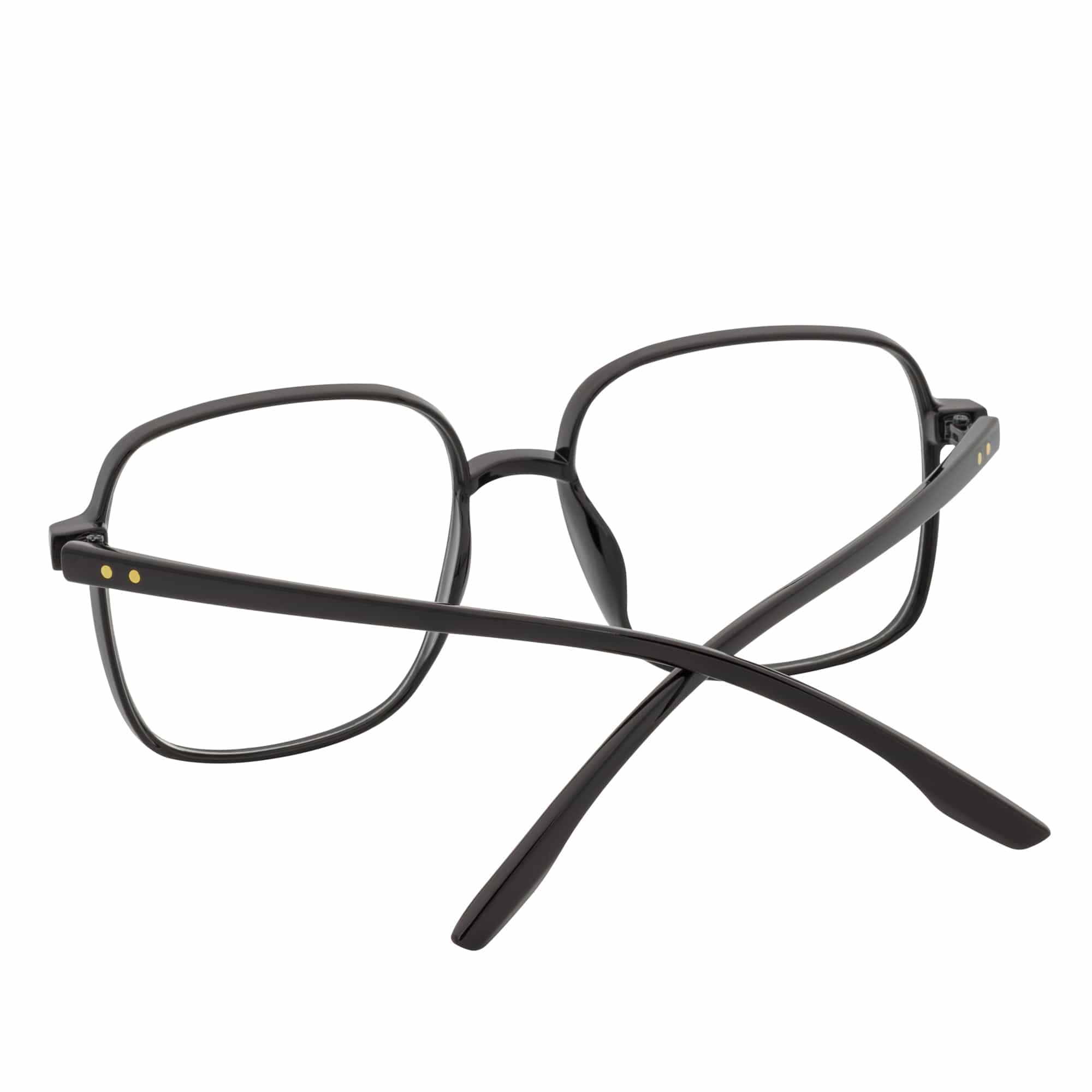 OTAKU - Large Square Glasses Blue Light Glasses Shiny Black Clear Lens