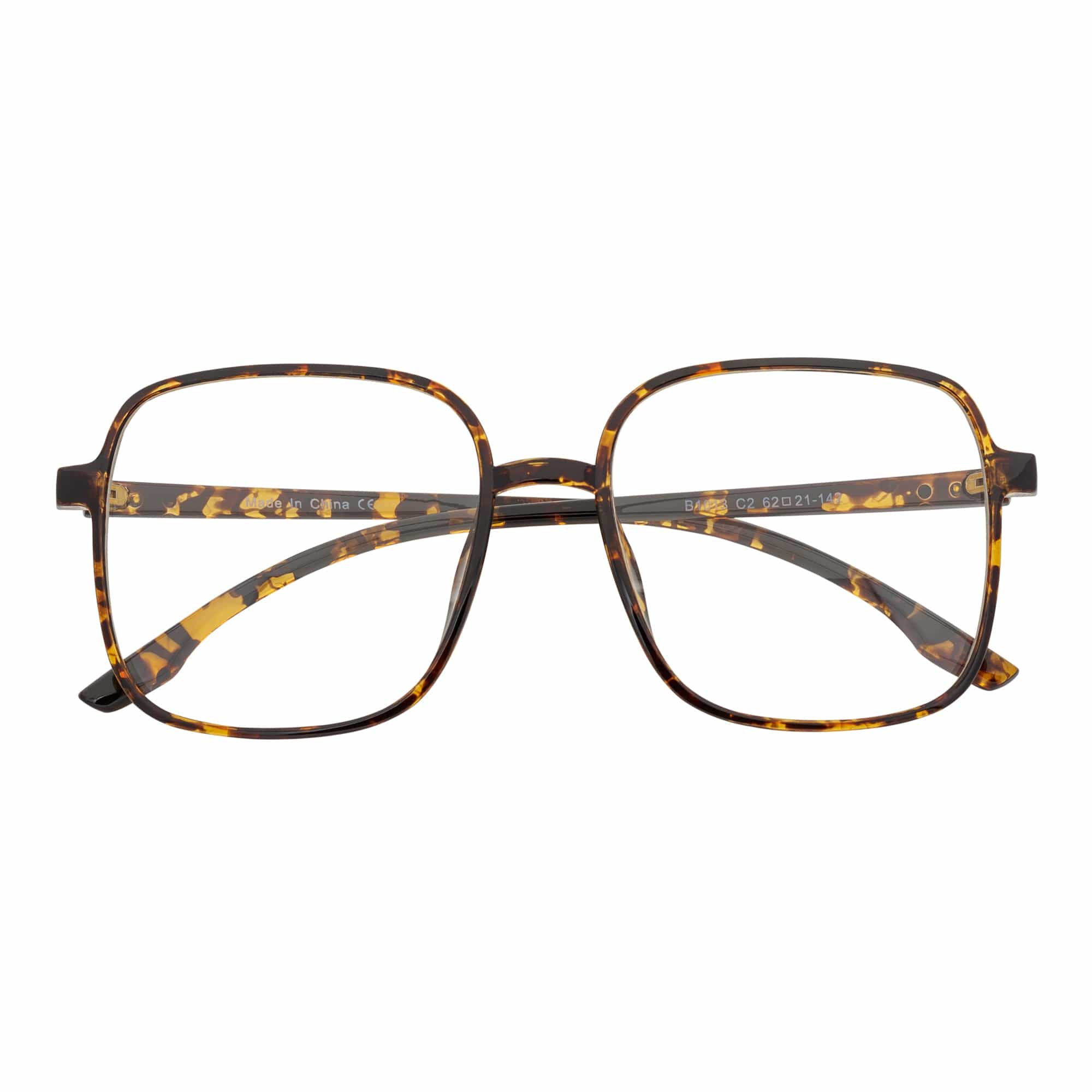 OTAKU - Large Square Glasses Blue Light Glasses Tortoise Shell Clear Lens