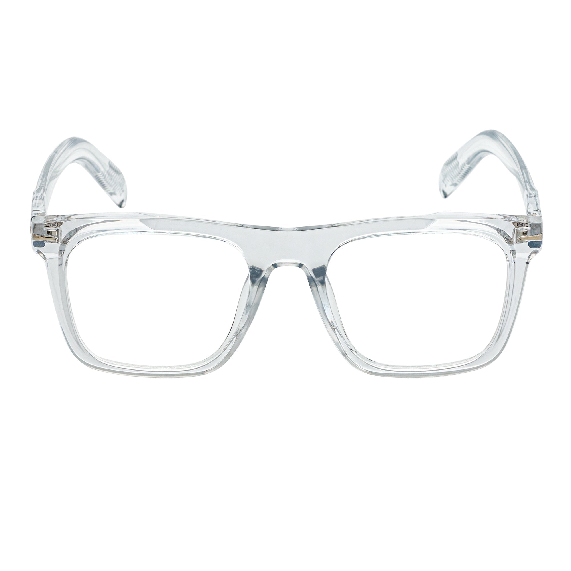 OXFORD - Classic Square Horn Rimmed Blue Light Clear Frame Flat Lens Glasses