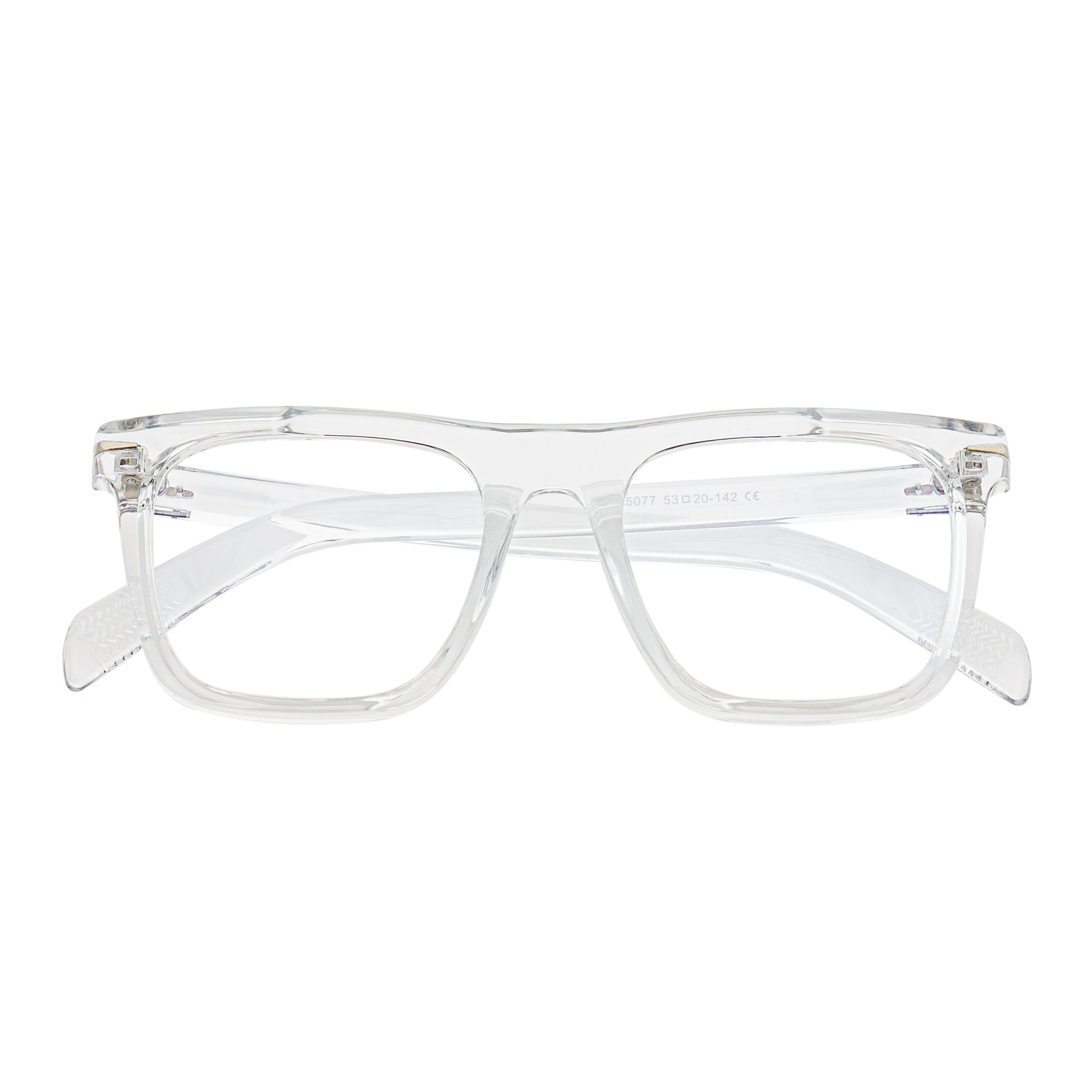 OXFORD - Classic Square Horn Rimmed Blue Light Clear Frame Flat Lens Glasses