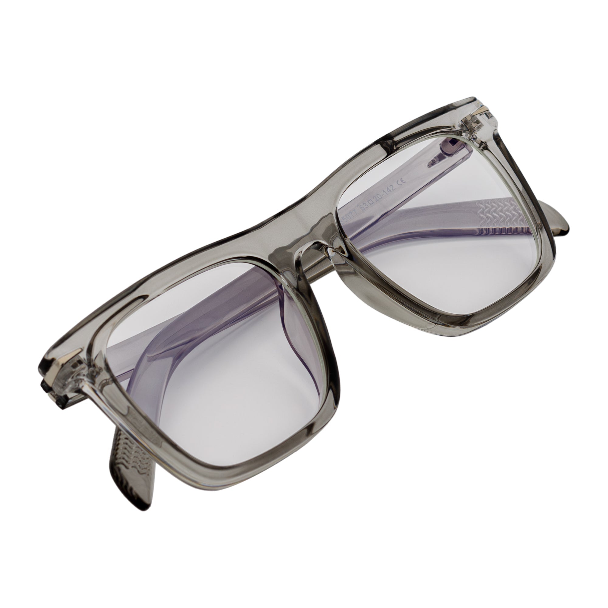 OXFORD - Classic Square Horn Rimmed Blue Light Glasses Clear Gray Clear Flat Lens