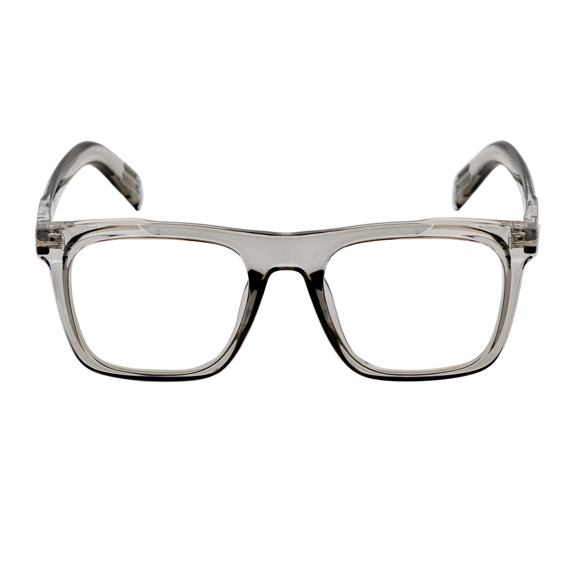 OXFORD - Classic Square Horn Rimmed Blue Light Glasses Clear Gray Clear Flat Lens
