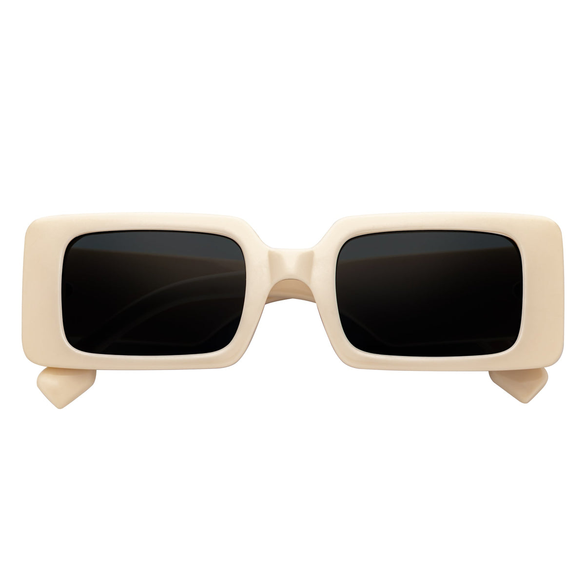 PLAZA - Small Rectangle Sunglasses Creme Smoke