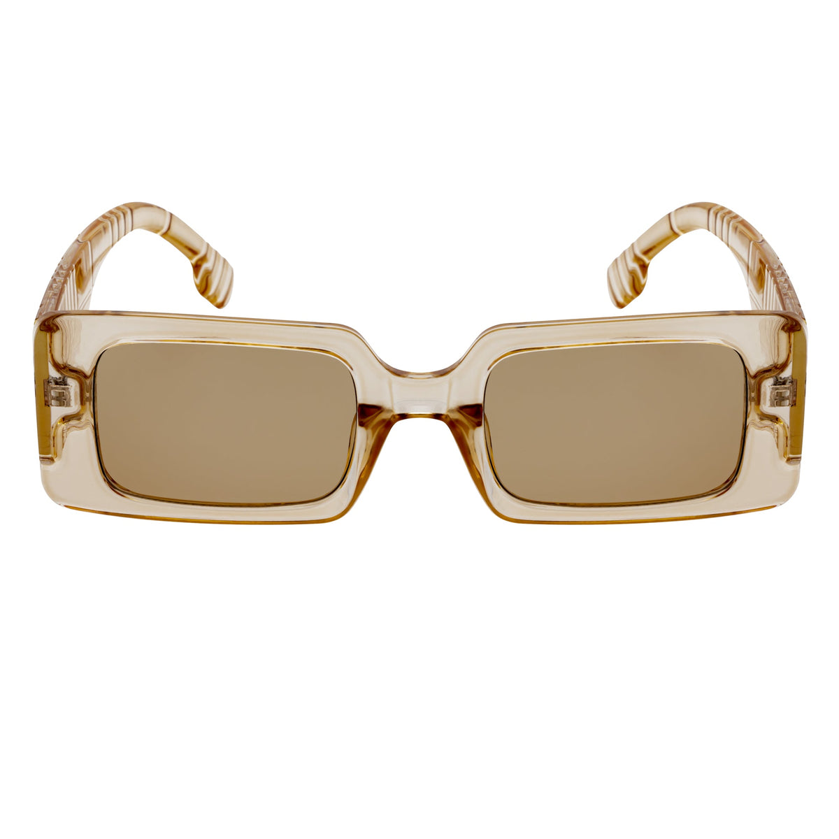 PLAZA - Small Rectangle Sunglasses Crystal-Tan Amber