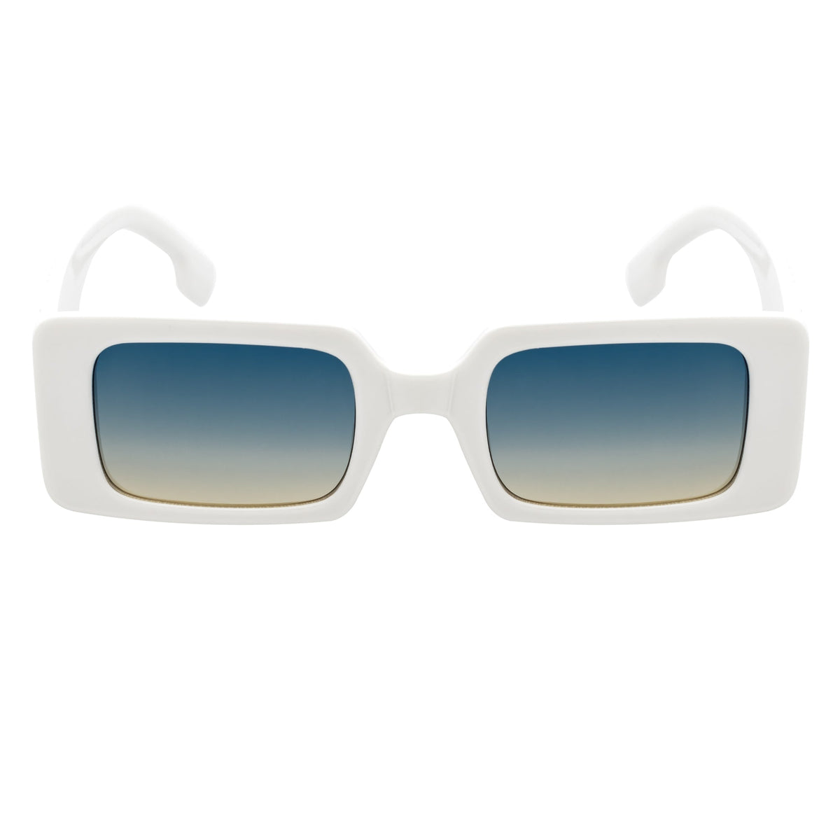 PLAZA - Small Rectangle Sunglasses White Blue-Tan Fade